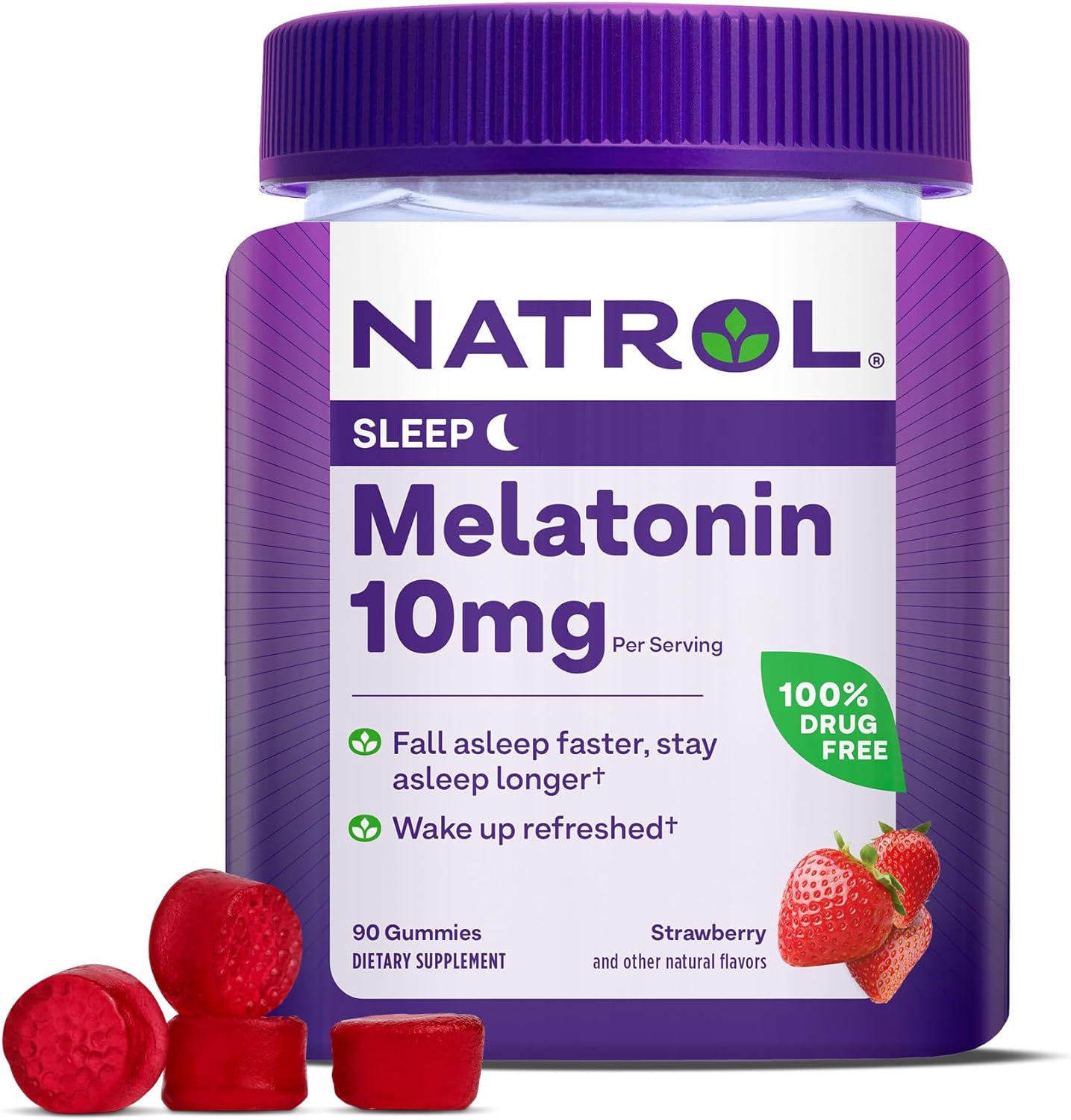 Natrol Melatonin 10mg, Dietary Supplement for Restful Sleep, 90 Strawberry-Flavored Gummies, 45 Day Supply - Tophatter Deals
