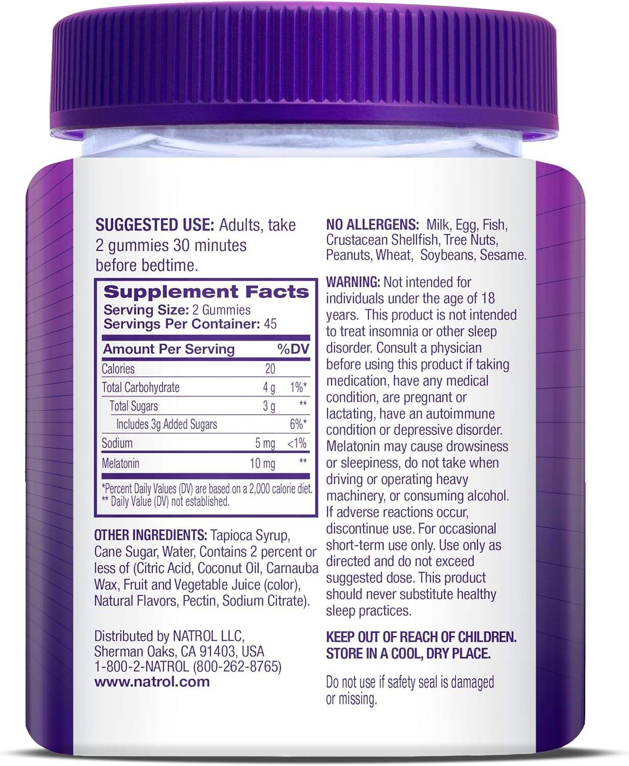 Natrol Melatonin 10mg Sleep Support Gummies Vitamins & Supplements - Tophatter Daily Deals