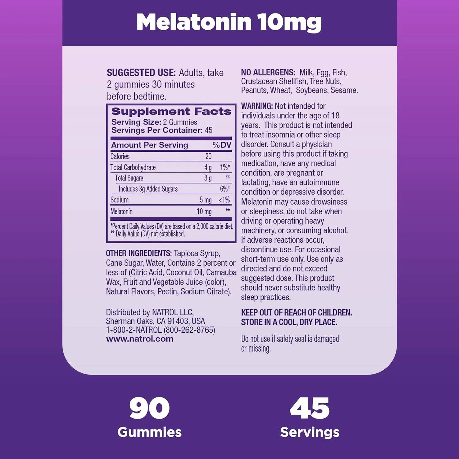 Natrol Melatonin 10mg Gummies - Natural Sleep Aid for Better Rest (90 Count) Vitamins & Supplements - Tophatter Daily Deals