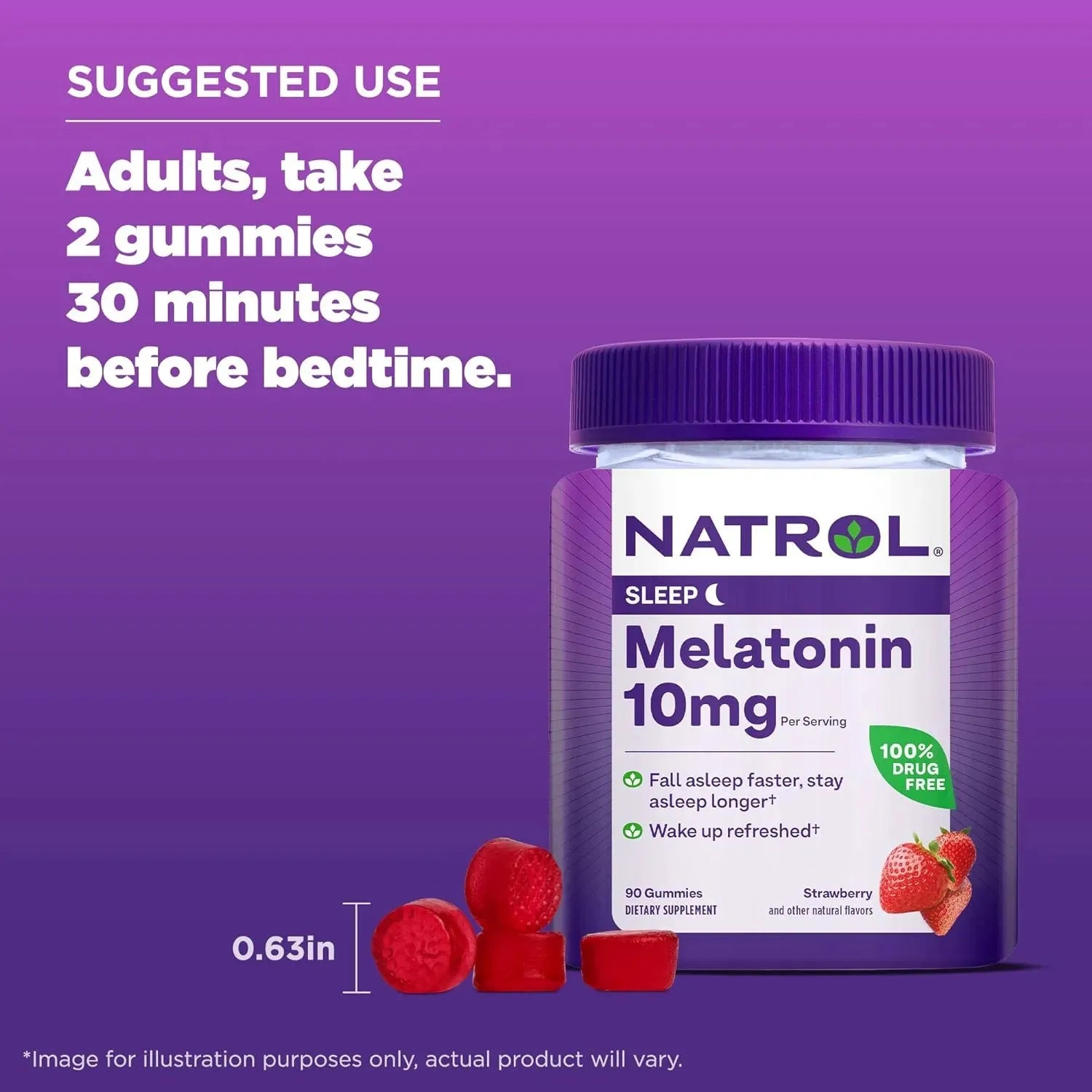 Natrol Melatonin 10mg Gummies - Natural Sleep Aid for Better Rest (90 Count) Vitamins & Supplements - Tophatter Daily Deals