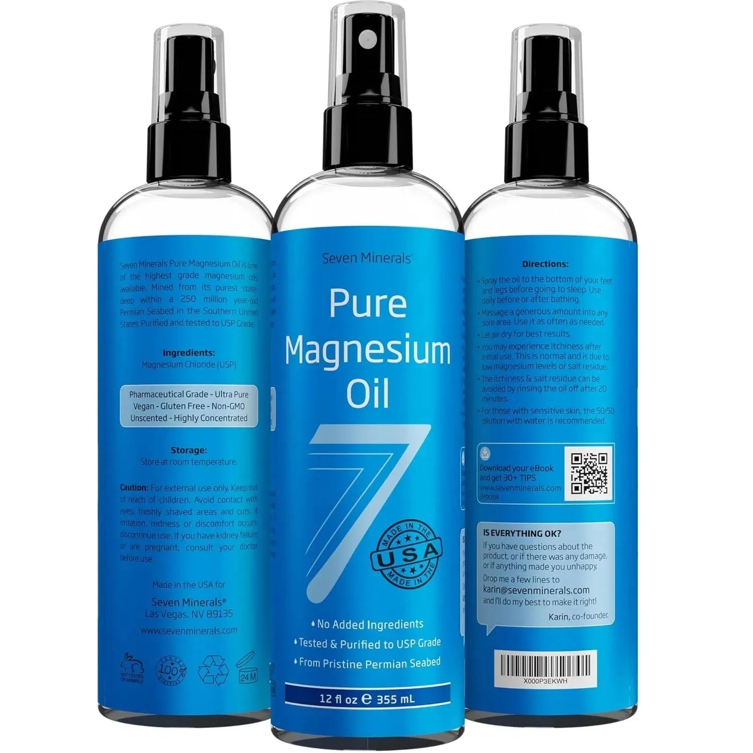 Seven Minerals Pure Magnesium Oil Spray - Topical Muscle Relief (12 oz) Vitamins & Supplements - Tophatter Daily Deals