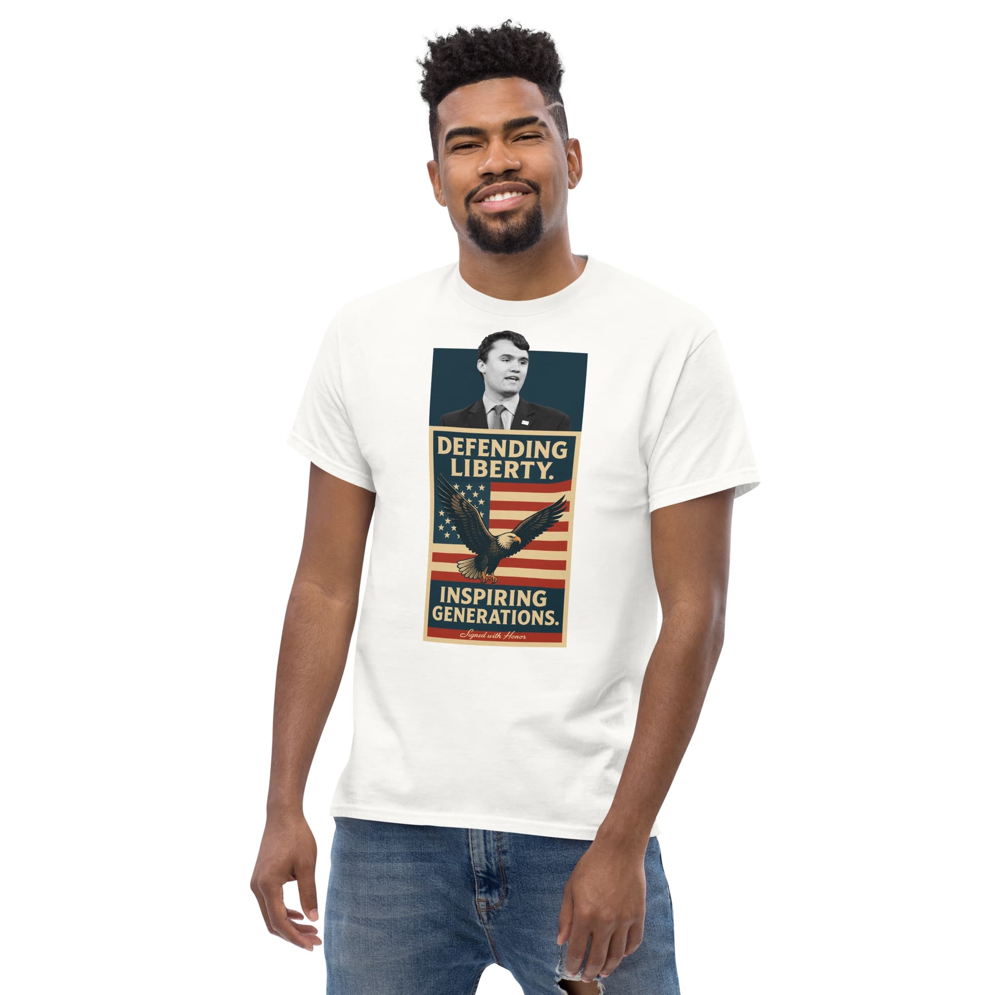 Charlie Kirk Defending Liberty Inspiring Generations Shirt T-Shirt - Tophatter Daily Deals