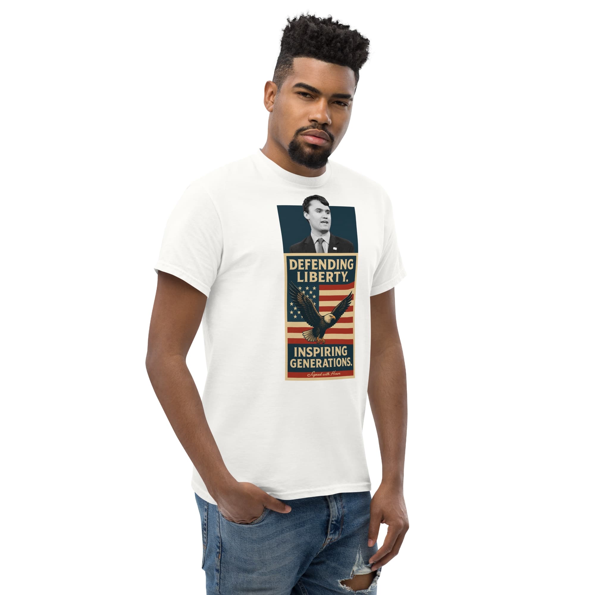 Charlie Kirk Defending Liberty Inspiring Generations Shirt T-Shirt - Tophatter Daily Deals