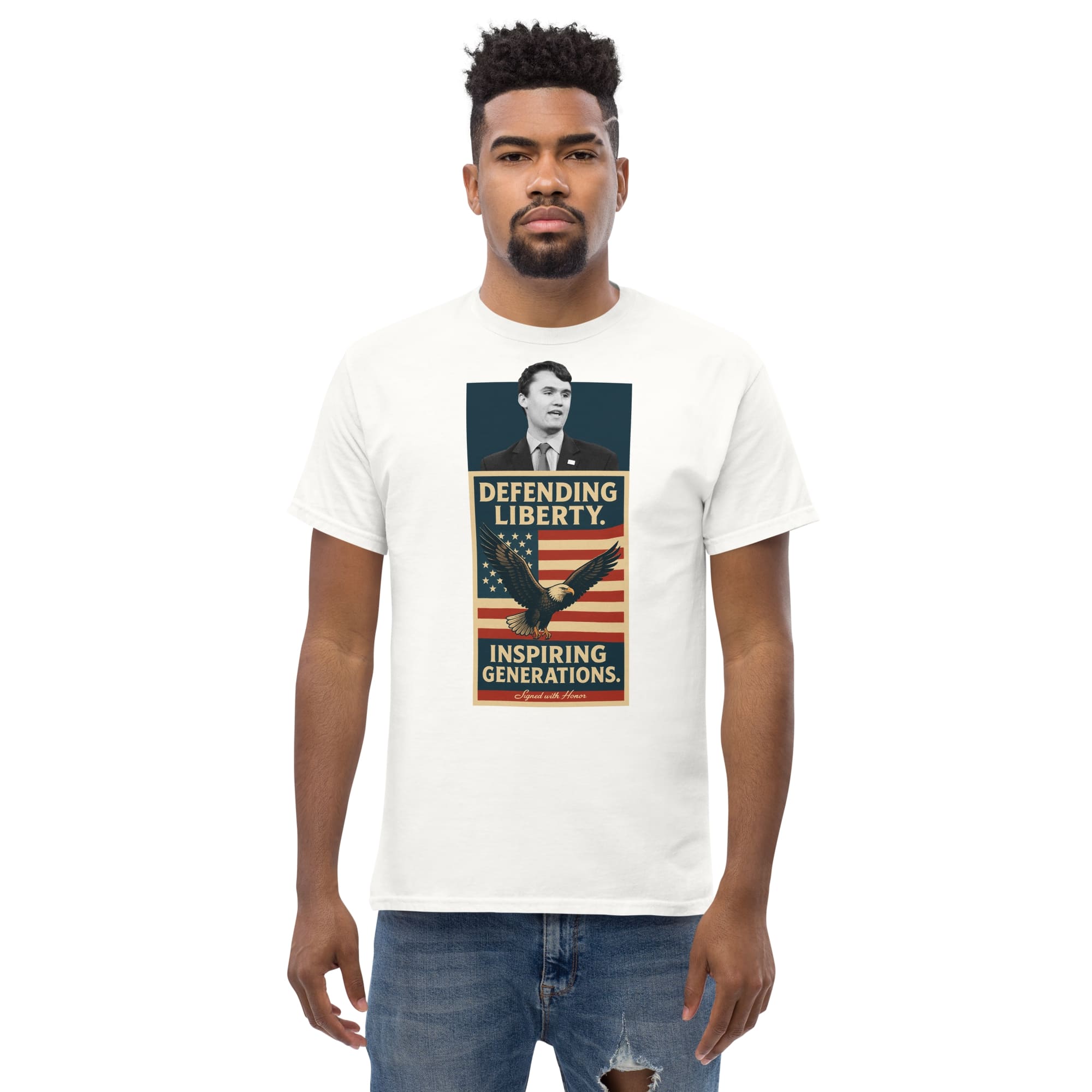 Charlie Kirk Defending Liberty Inspiring Generations Shirt T-Shirt - Tophatter Daily Deals