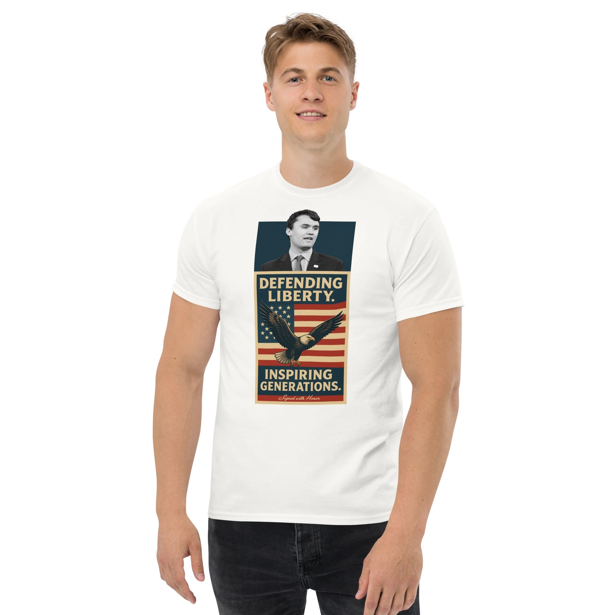 Charlie Kirk Defending Liberty Inspiring Generations Shirt T-Shirt - Tophatter Daily Deals