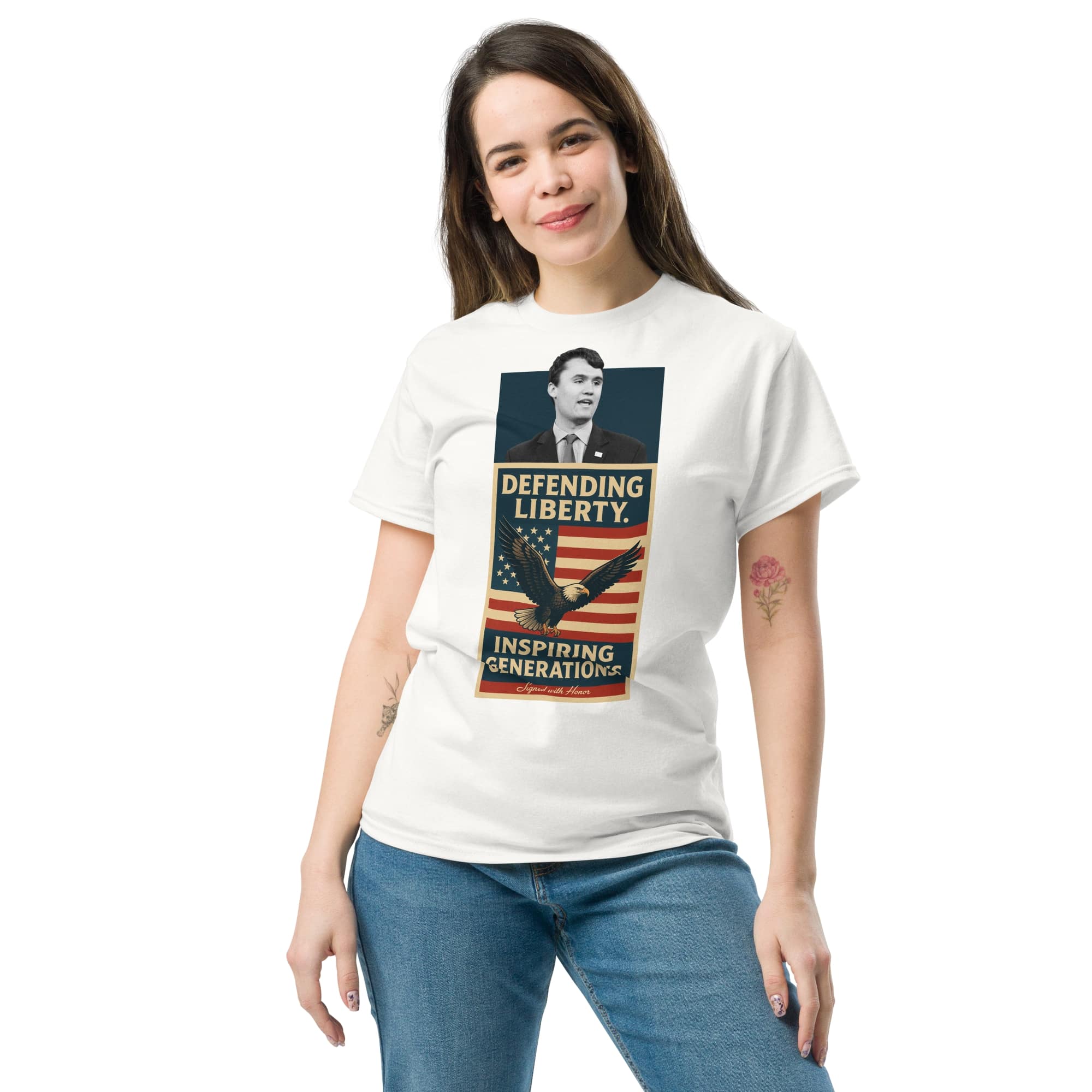 Charlie Kirk Defending Liberty Inspiring Generations Shirt T-Shirt - Tophatter Daily Deals