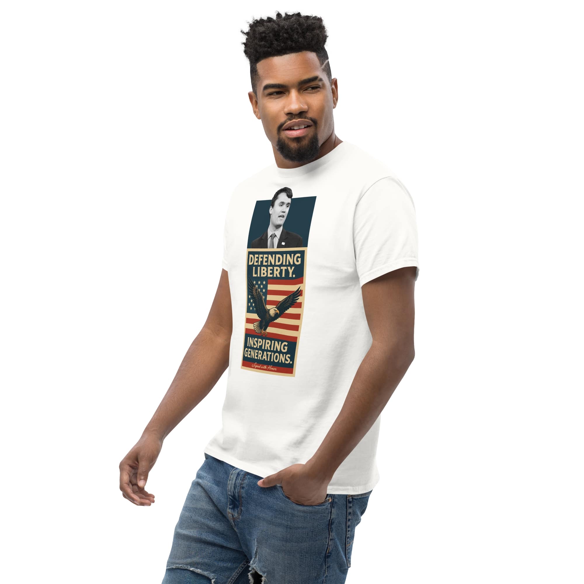 Charlie Kirk Defending Liberty Inspiring Generations Shirt T-Shirt - Tophatter Daily Deals