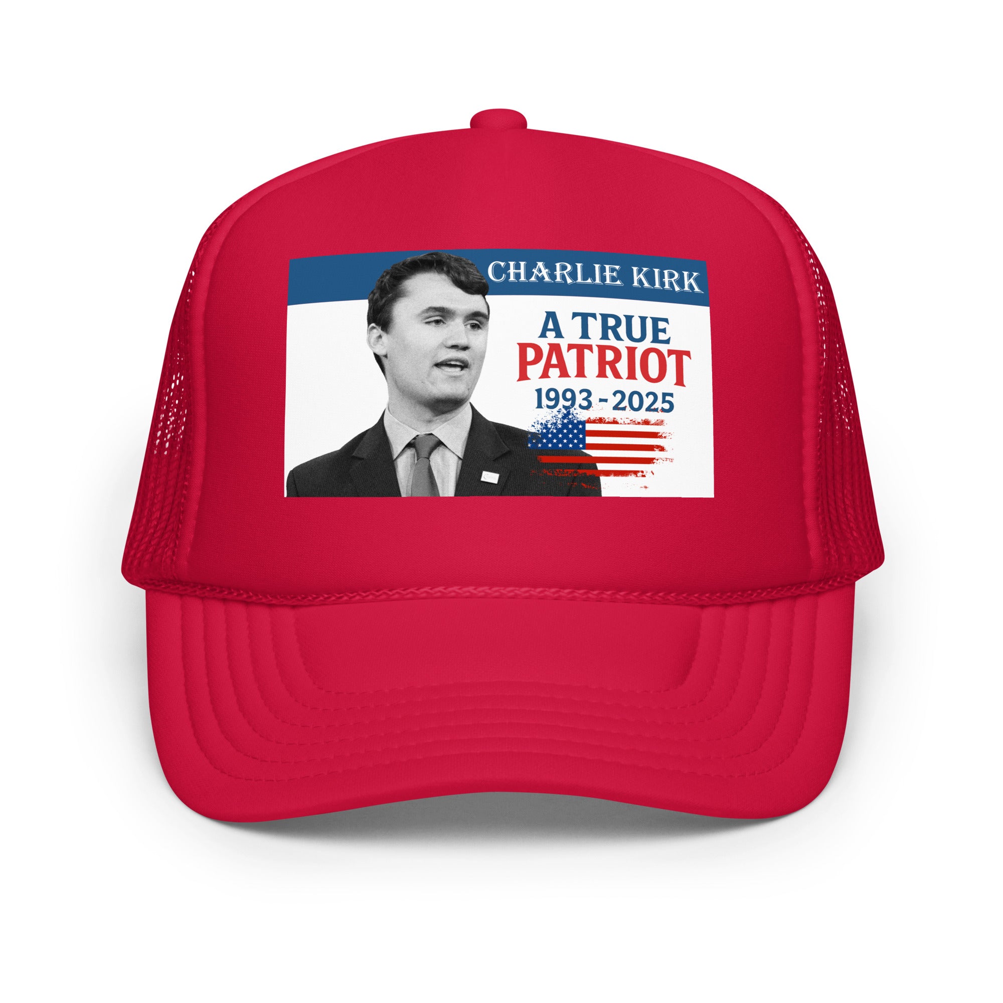 Charlie Kirk Trucker Hat, True Patriot 1993-2025 Rip Memorial American Flag Trucker Cap Trucker Hat - Tophatter Daily Deals