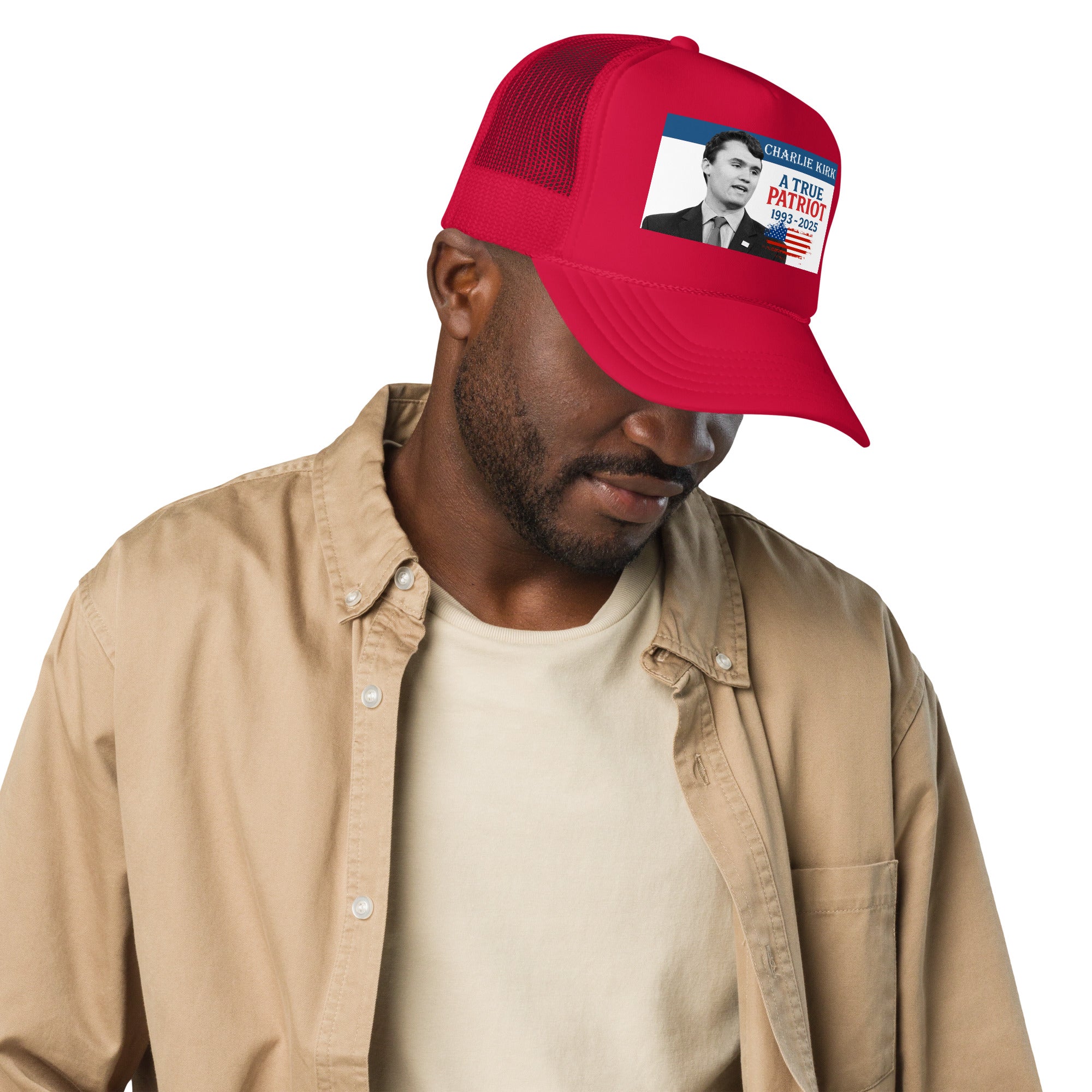 Charlie Kirk Trucker hat, True Patriot 1993-2025 Rip Memorial American Flag Trucker Cap Trucker Hat - Tophatter Daily Deals