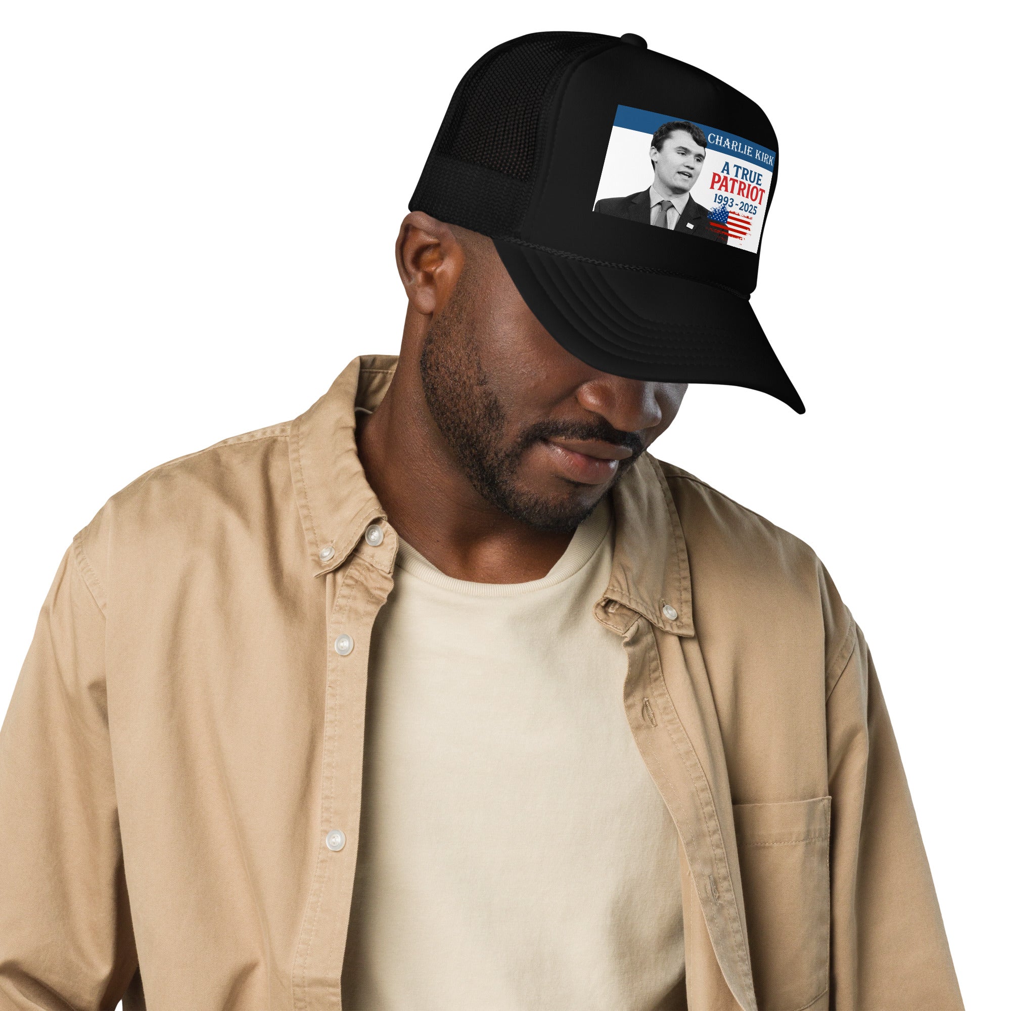 Charlie Kirk Trucker hat, True Patriot 1993-2025 Rip Memorial American Flag Trucker Cap Trucker Hat - Tophatter Daily Deals