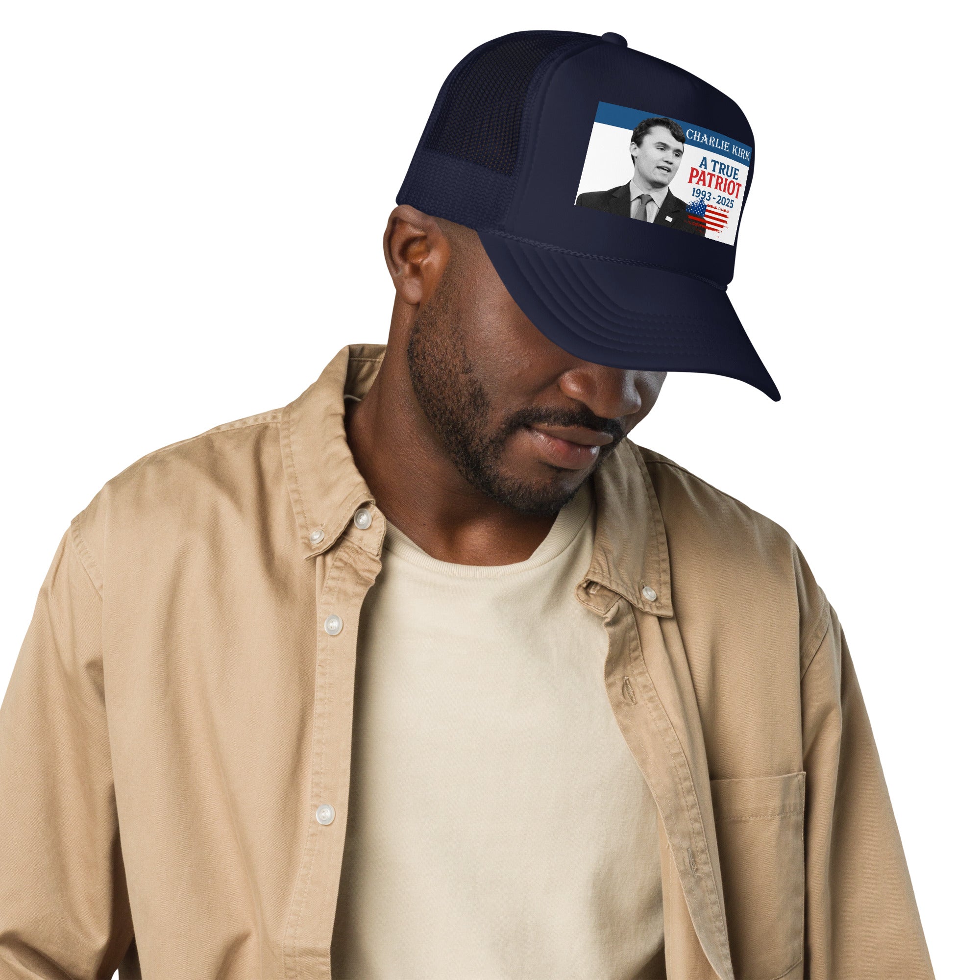 Charlie Kirk Trucker hat, True Patriot 1993-2025 Rip Memorial American Flag Trucker Cap Trucker Hat - Tophatter Daily Deals