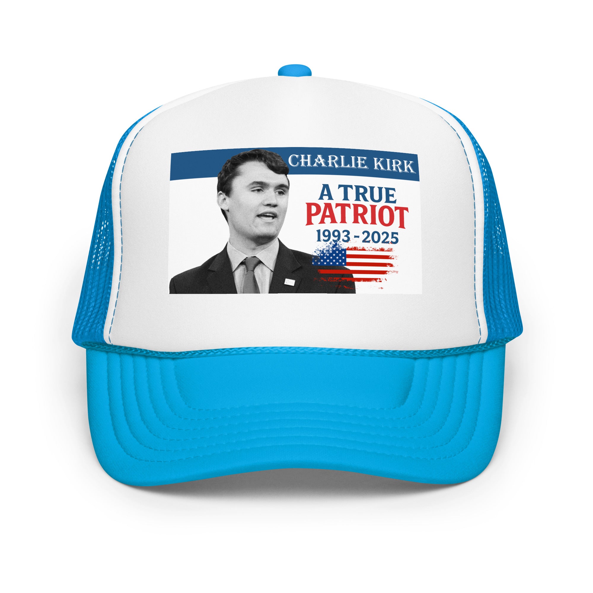 Charlie Kirk Trucker hat, True Patriot 1993-2025 Rip Memorial American Flag Trucker Cap Blue White Blue Trucker Hat - Tophatter Daily Deals
