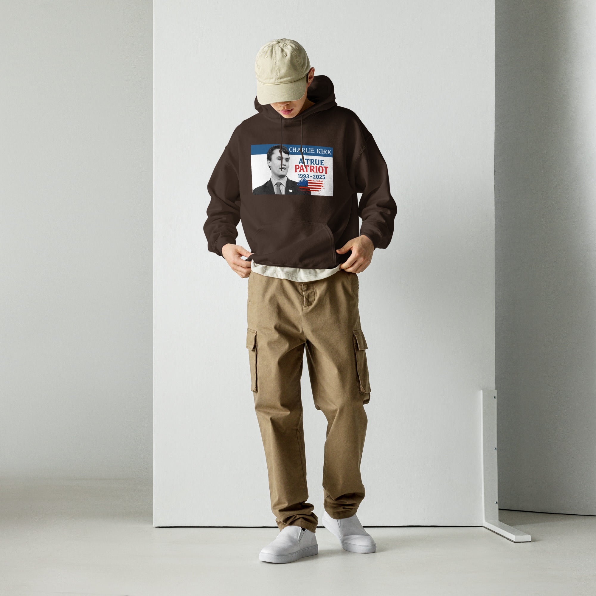 Charlie Kirk Hoodie, True Patriot 1993-2025 RIP Memorial American Flag Pullover Pullover - Tophatter Daily Deals