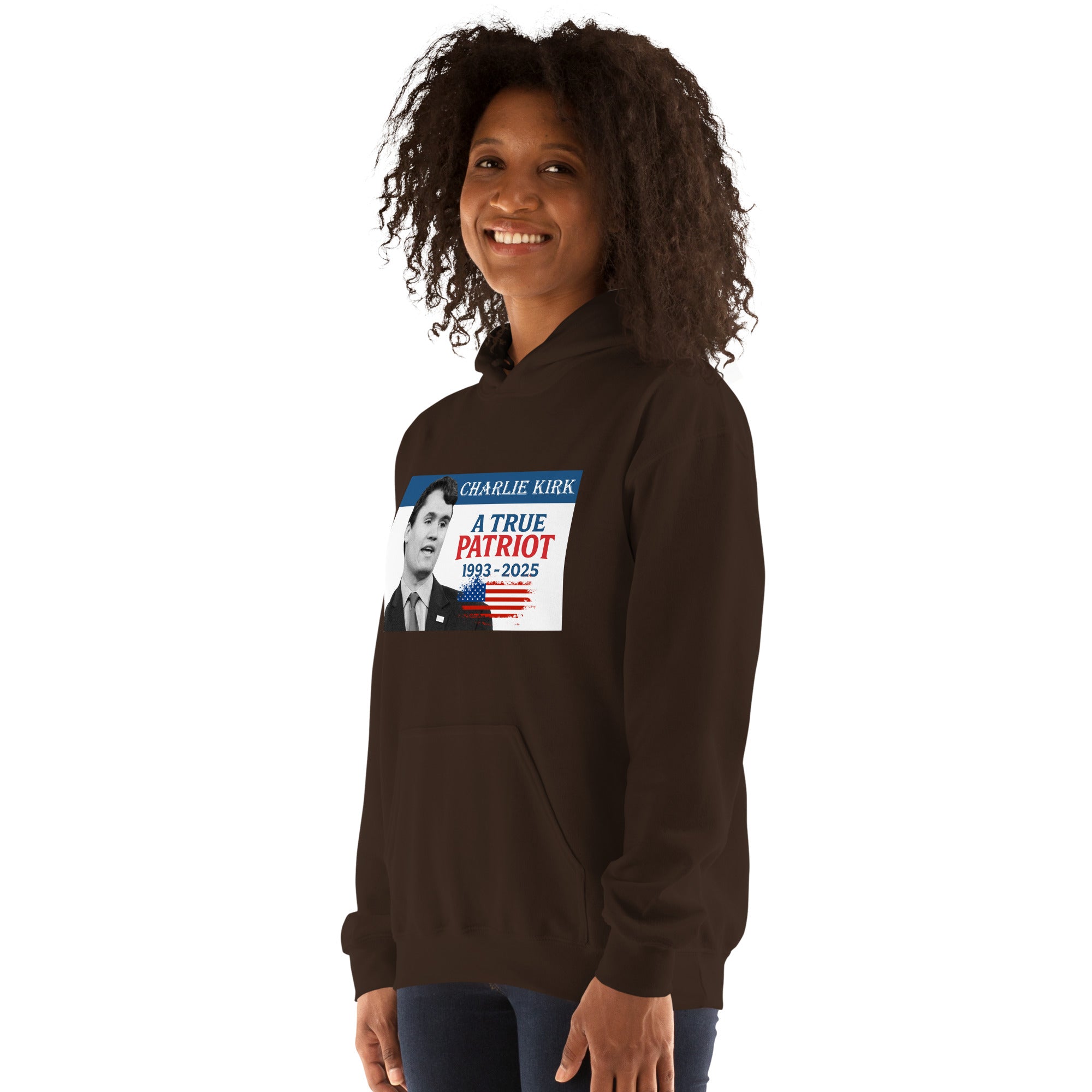 Charlie Kirk Hoodie, True Patriot 1993-2025 RIP Memorial American Flag Pullover Pullover - Tophatter Daily Deals