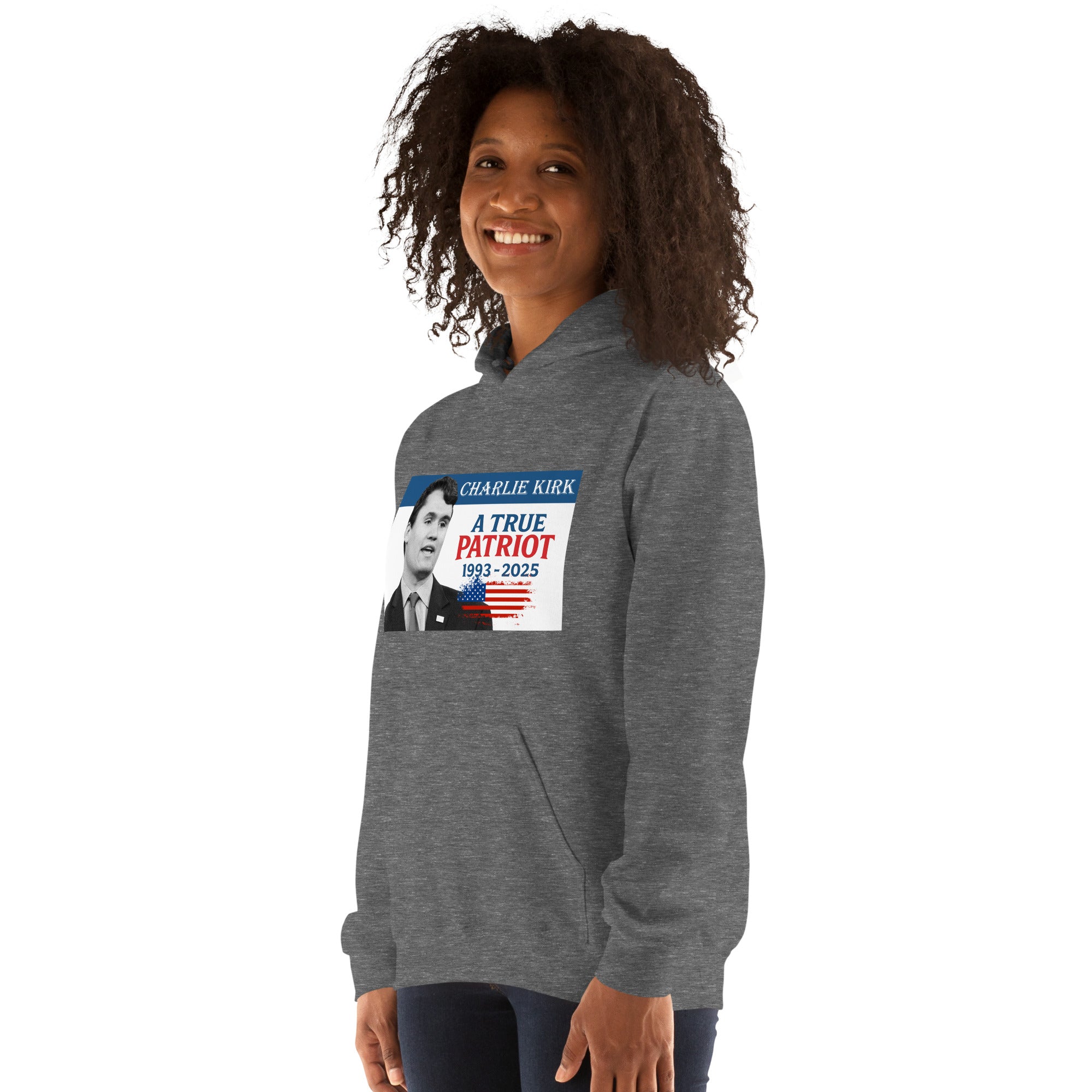 Charlie Kirk Hoodie, True Patriot 1993-2025 RIP Memorial American Flag Pullover Pullover - Tophatter Daily Deals