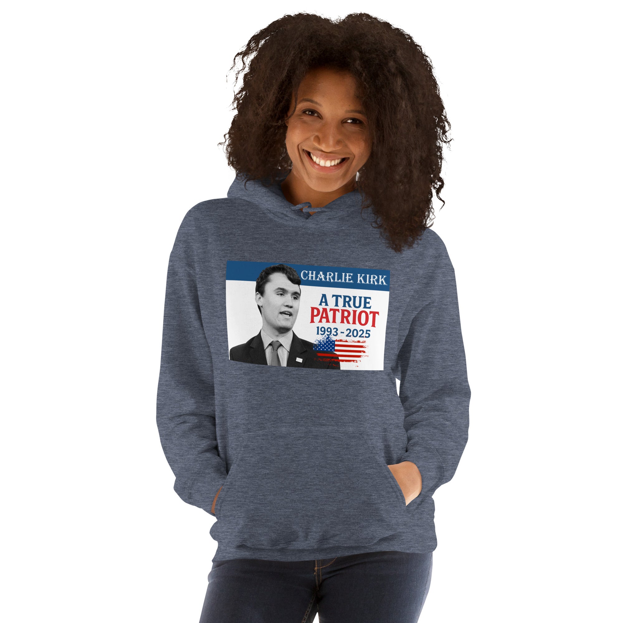 Charlie Kirk Hoodie, True Patriot 1993-2025 RIP Memorial American Flag Pullover Pullover - Tophatter Daily Deals