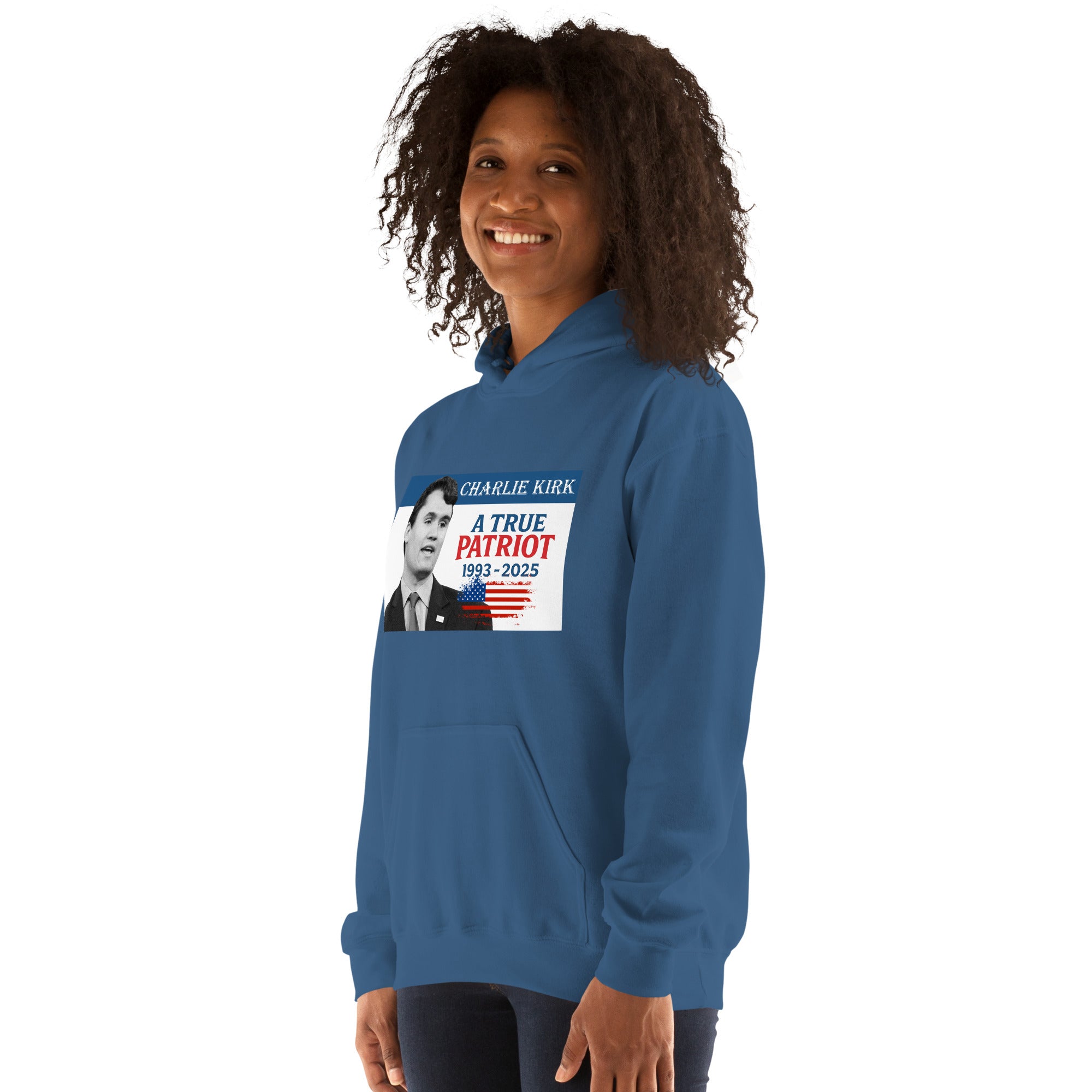 Charlie Kirk Hoodie, True Patriot 1993-2025 RIP Memorial American Flag Pullover Pullover - Tophatter Daily Deals