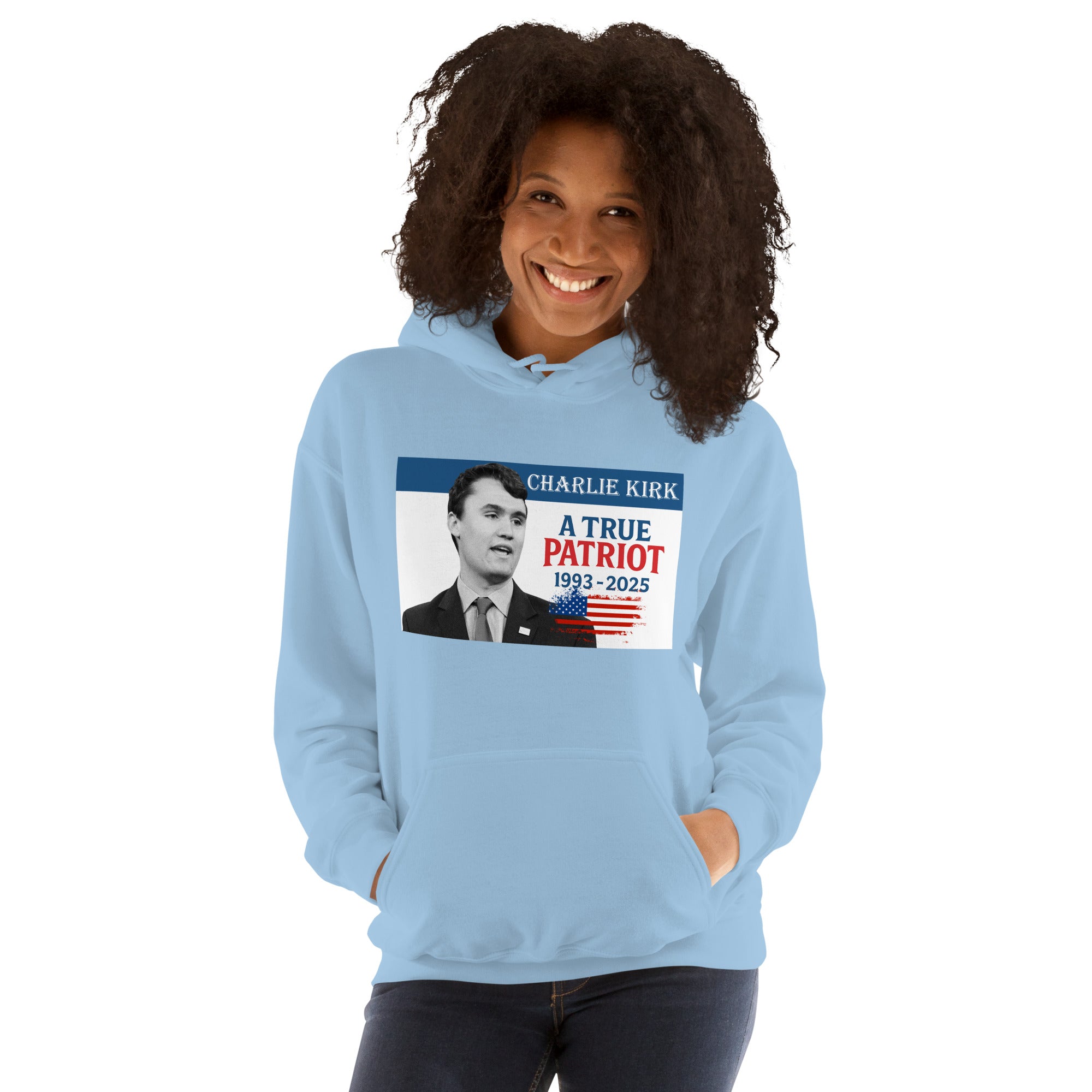 Charlie Kirk Hoodie, True Patriot 1993-2025 RIP Memorial American Flag Pullover Pullover - Tophatter Daily Deals