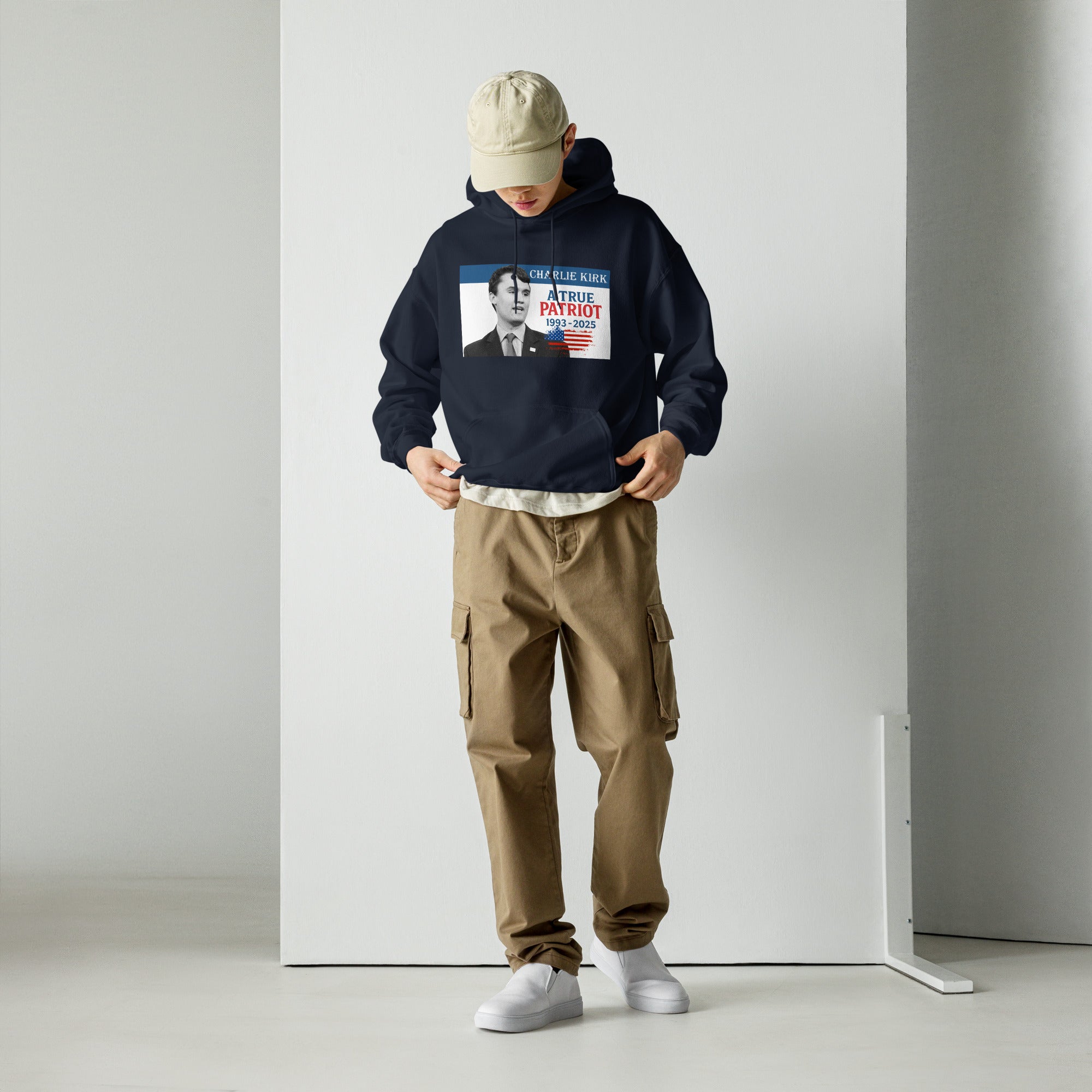 Charlie Kirk Hoodie, True Patriot 1993-2025 RIP Memorial American Flag Pullover Pullover - Tophatter Daily Deals