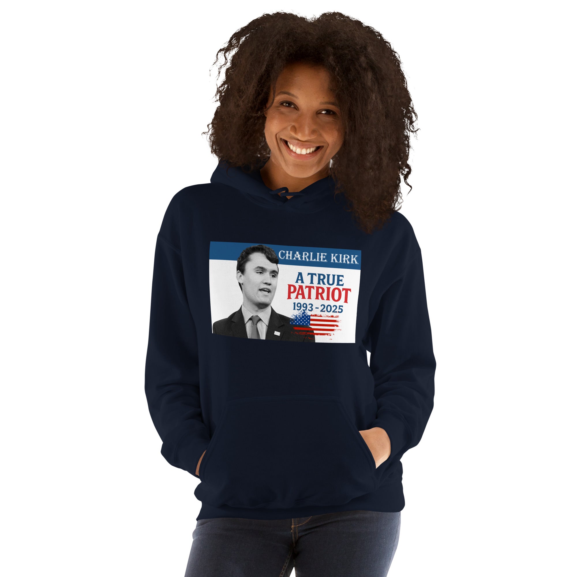 Charlie Kirk Hoodie, True Patriot 1993-2025 RIP Memorial American Flag Pullover Pullover - Tophatter Daily Deals
