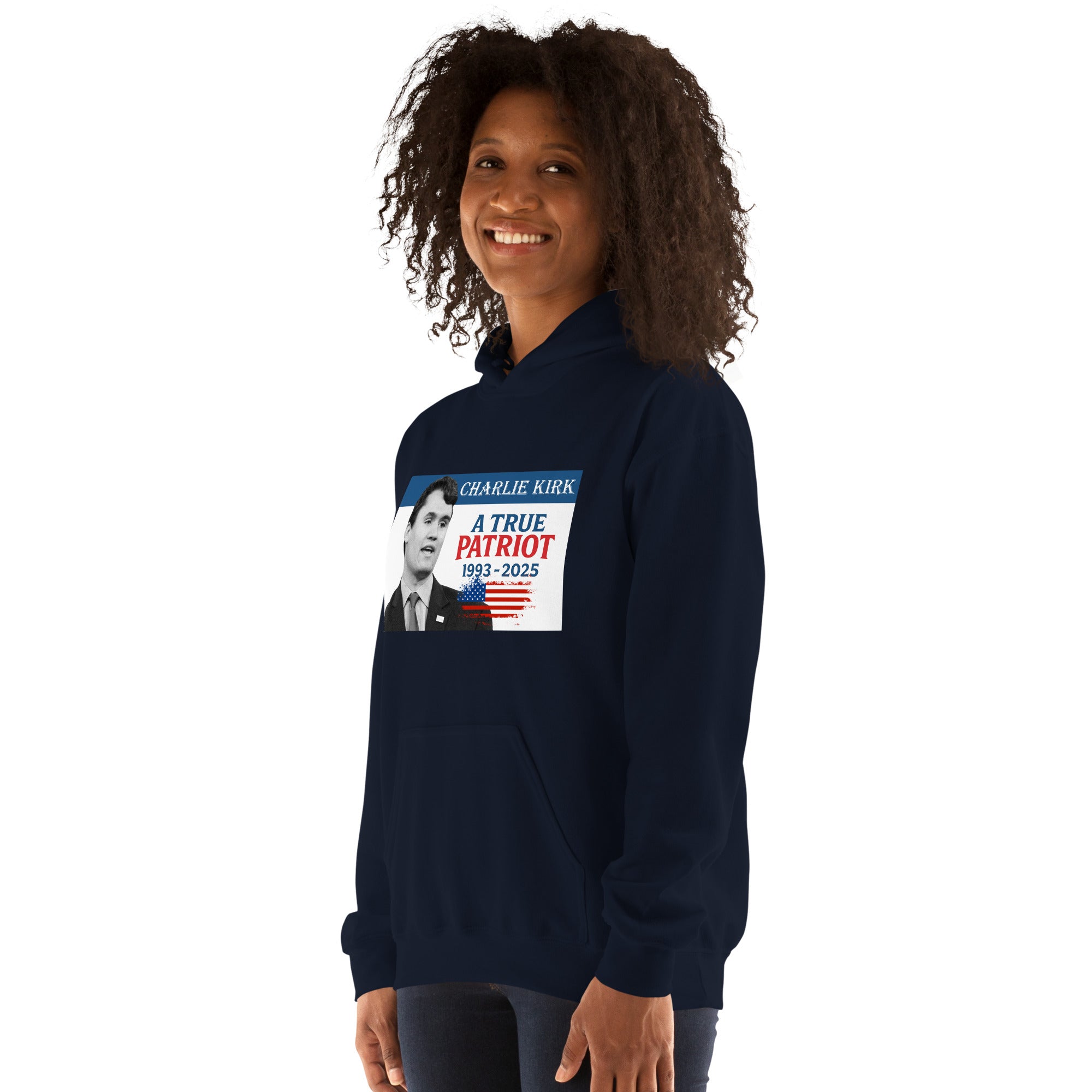 Charlie Kirk Hoodie, True Patriot 1993-2025 RIP Memorial American Flag Pullover Pullover - Tophatter Daily Deals