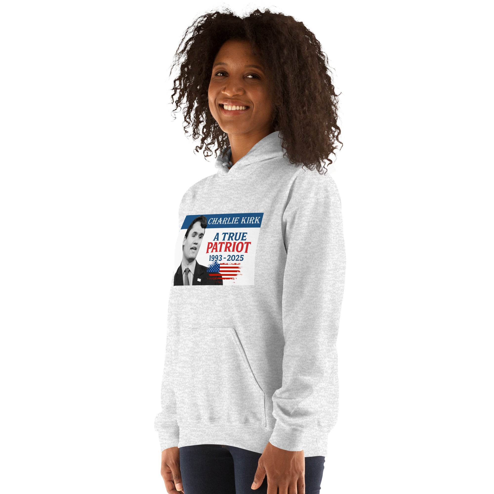 Charlie Kirk Hoodie, True Patriot 1993-2025 RIP Memorial American Flag Pullover Pullover - Tophatter Daily Deals