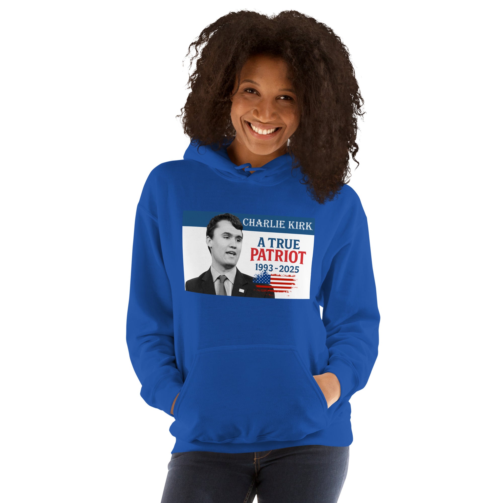 Charlie Kirk Hoodie, True Patriot 1993-2025 RIP Memorial American Flag Pullover Pullover - Tophatter Daily Deals