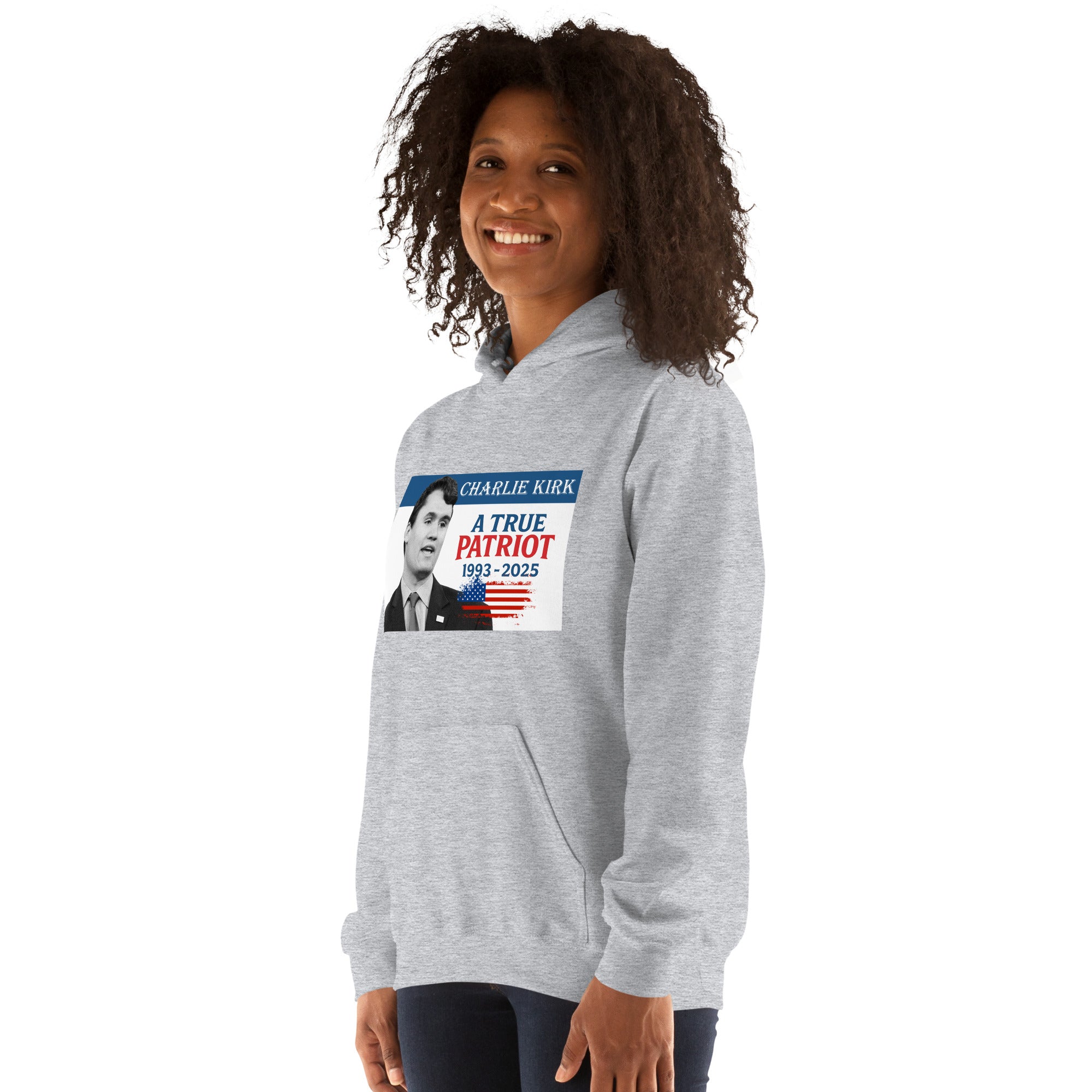 Charlie Kirk Hoodie, True Patriot 1993-2025 RIP Memorial American Flag Pullover Pullover - Tophatter Daily Deals