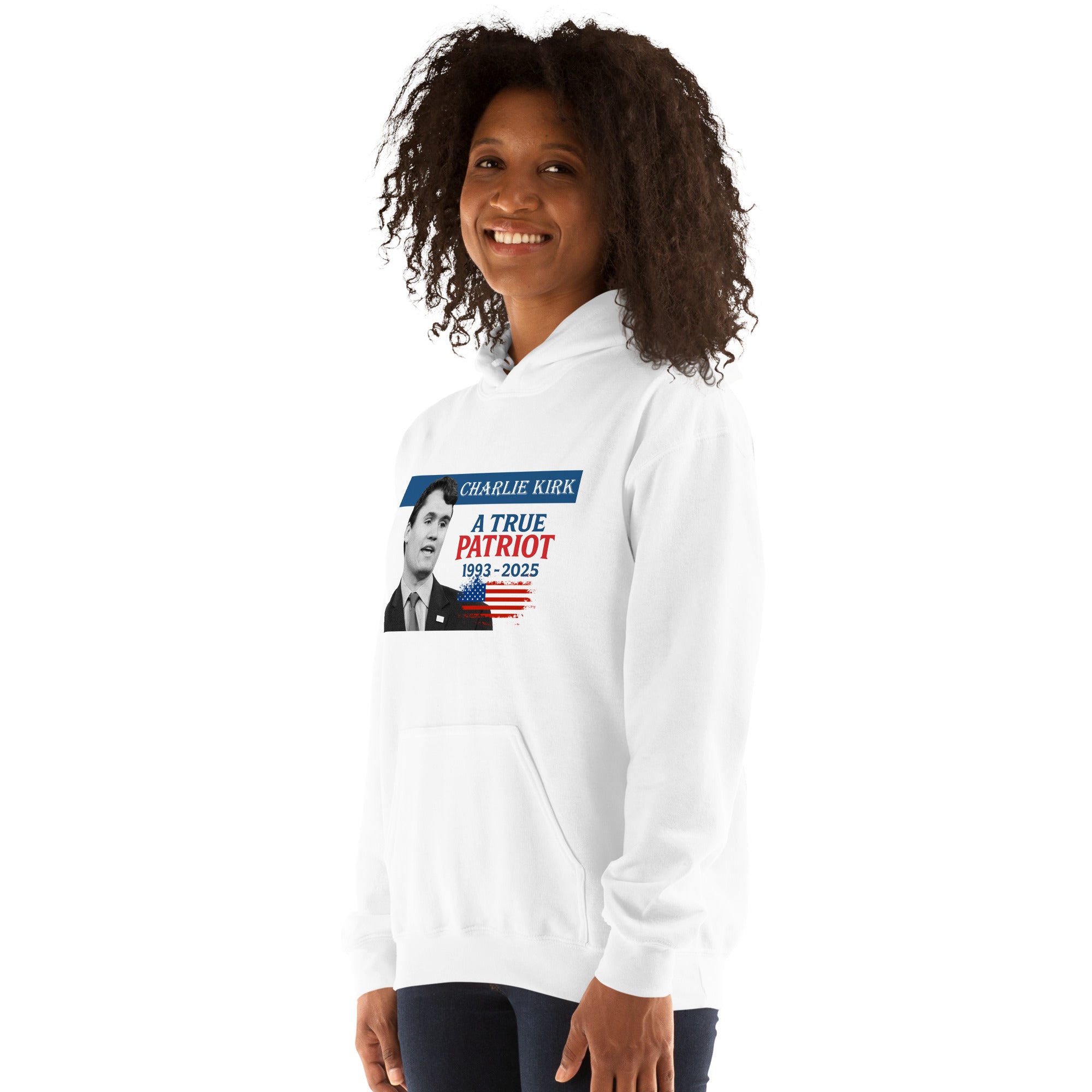Charlie Kirk Hoodie, True Patriot 1993-2025 RIP Memorial American Flag Pullover Pullover - Tophatter Daily Deals