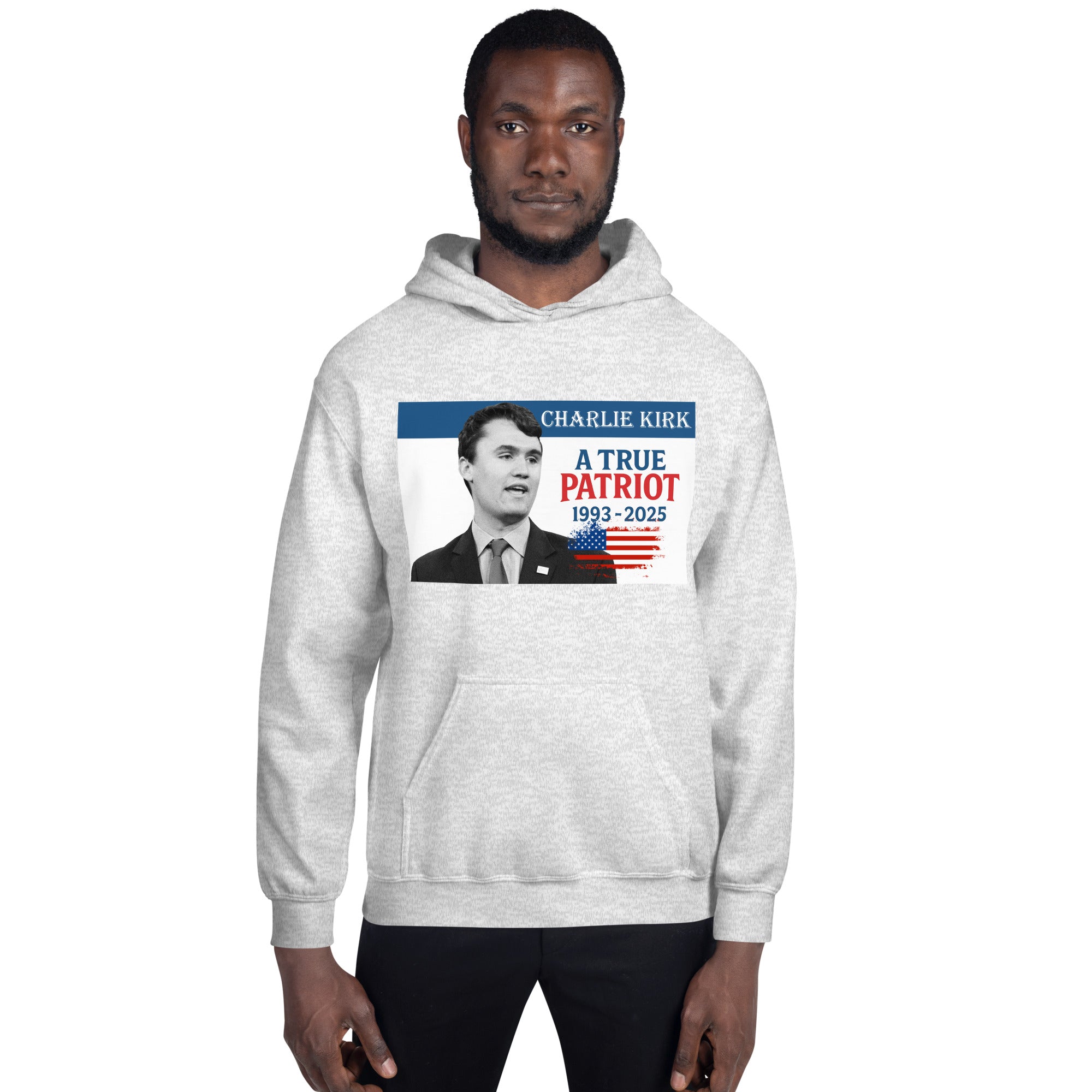 Charlie Kirk Hoodie, True Patriot 1993-2025 RIP Memorial American Flag Pullover Pullover - Tophatter Daily Deals