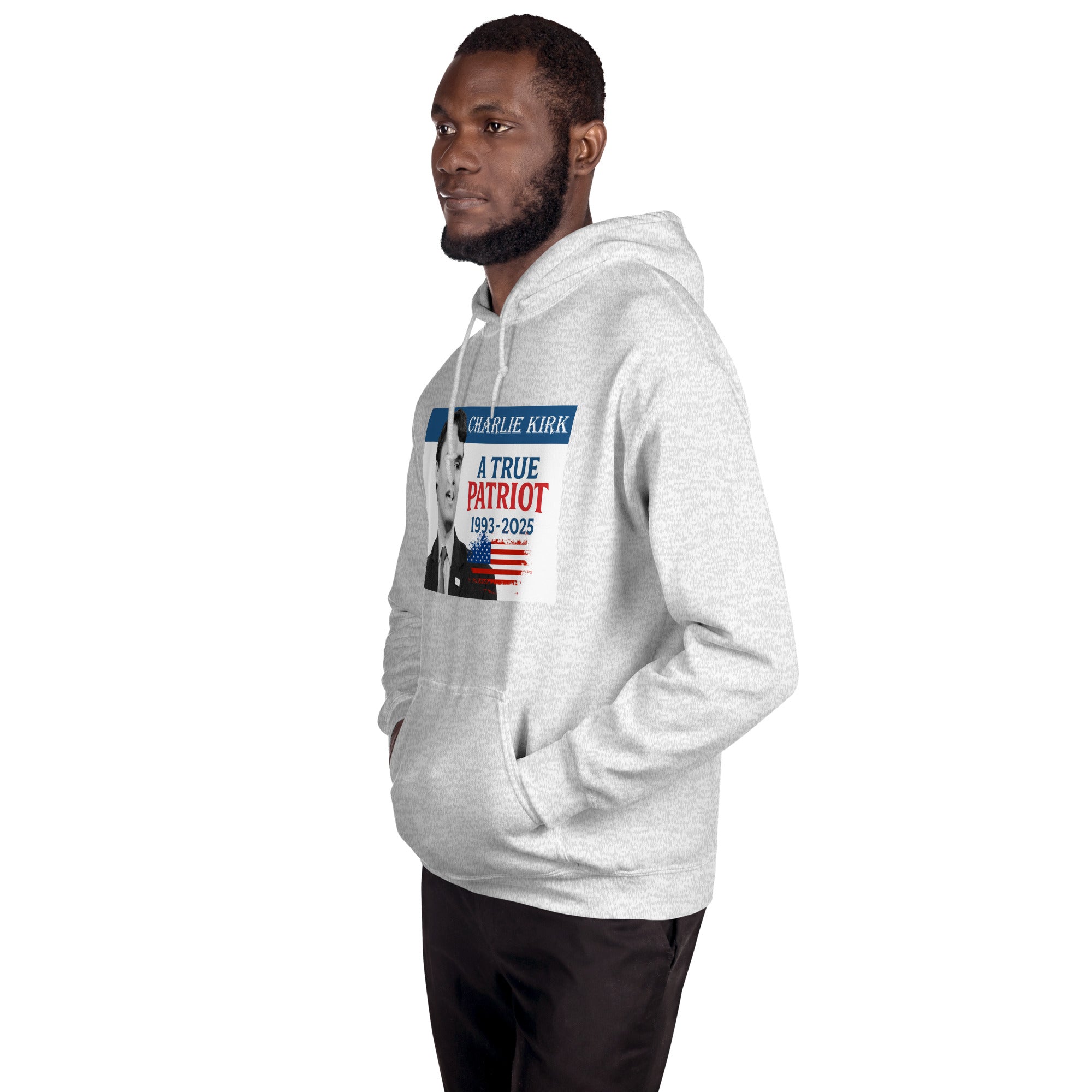 Charlie Kirk Hoodie, True Patriot 1993-2025 RIP Memorial American Flag Pullover Pullover - Tophatter Daily Deals