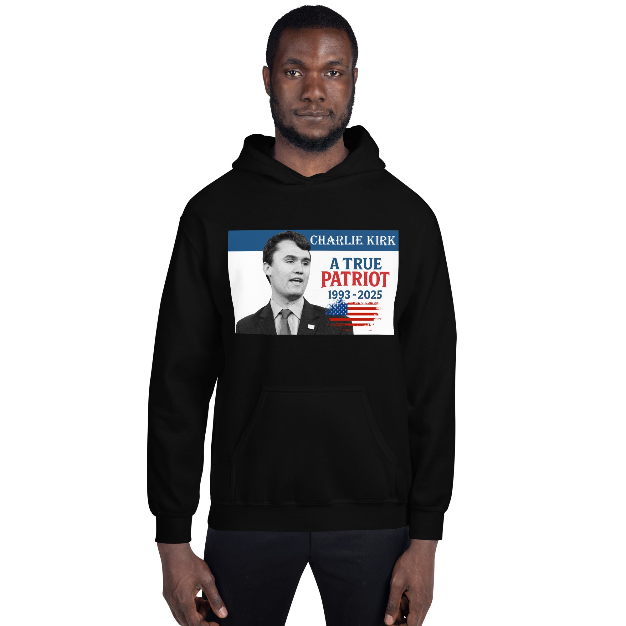 Charlie Kirk Hoodie, True Patriot 1993-2025 RIP Memorial American Flag Pullover Pullover - Tophatter Daily Deals