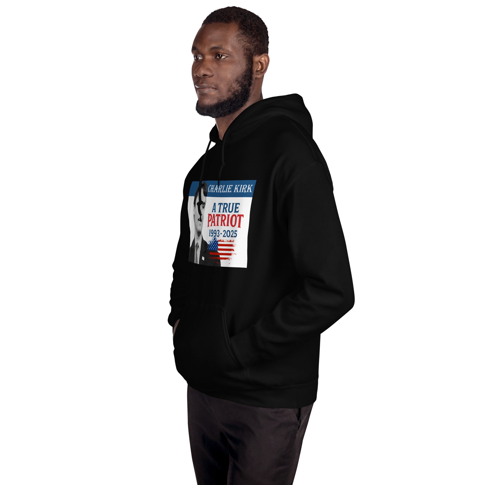 Charlie Kirk Hoodie, True Patriot 1993-2025 RIP Memorial American Flag Pullover Pullover - Tophatter Daily Deals