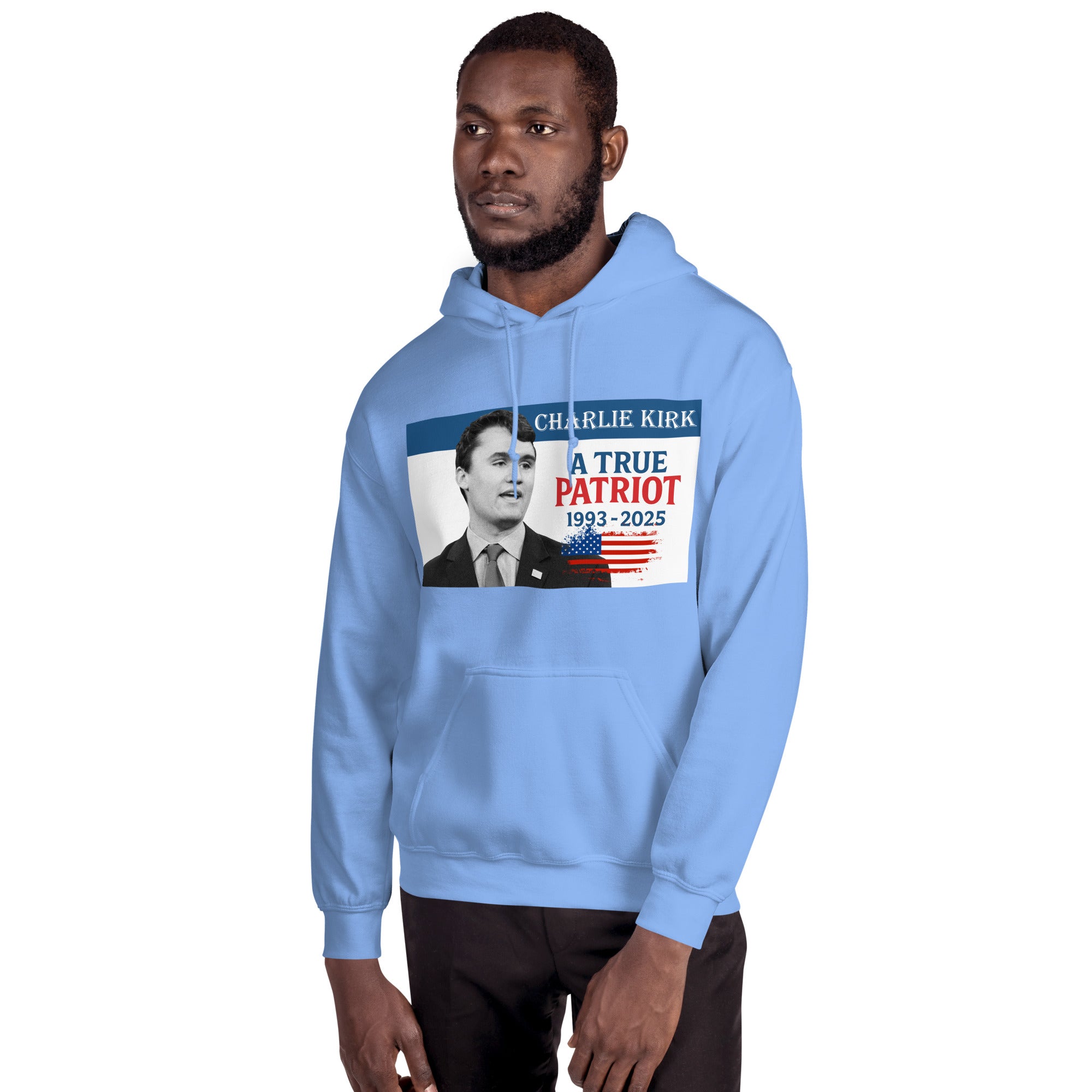 Charlie Kirk Hoodie, True Patriot 1993-2025 RIP Memorial American Flag Pullover Pullover - Tophatter Daily Deals