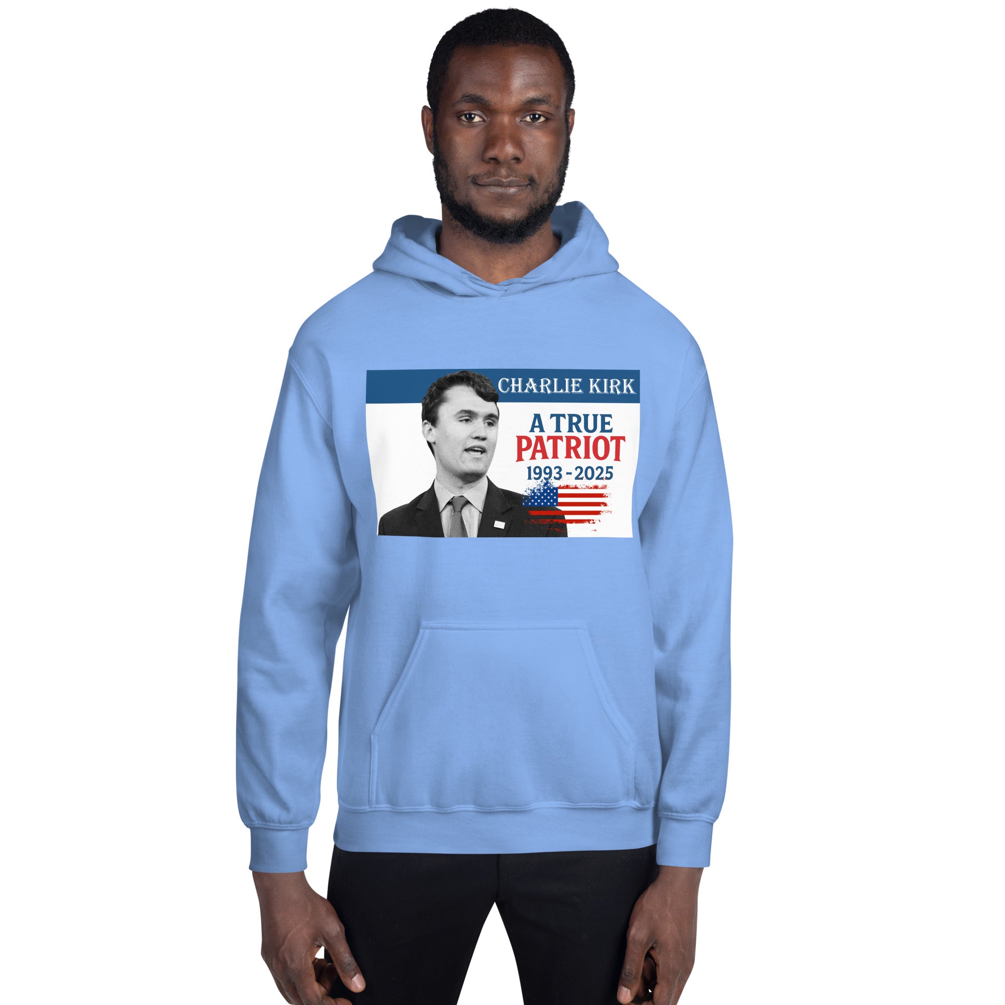 Charlie Kirk Hoodie, True Patriot 1993-2025 RIP Memorial American Flag Pullover Pullover - Tophatter Daily Deals