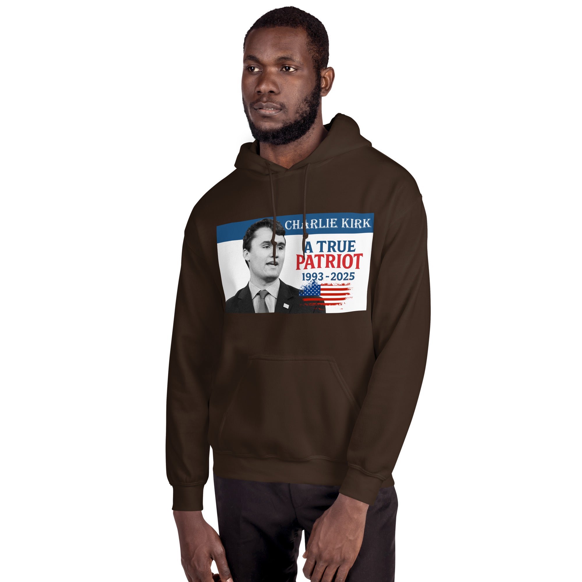 Charlie Kirk Hoodie, True Patriot 1993-2025 RIP Memorial American Flag Pullover Pullover - Tophatter Daily Deals