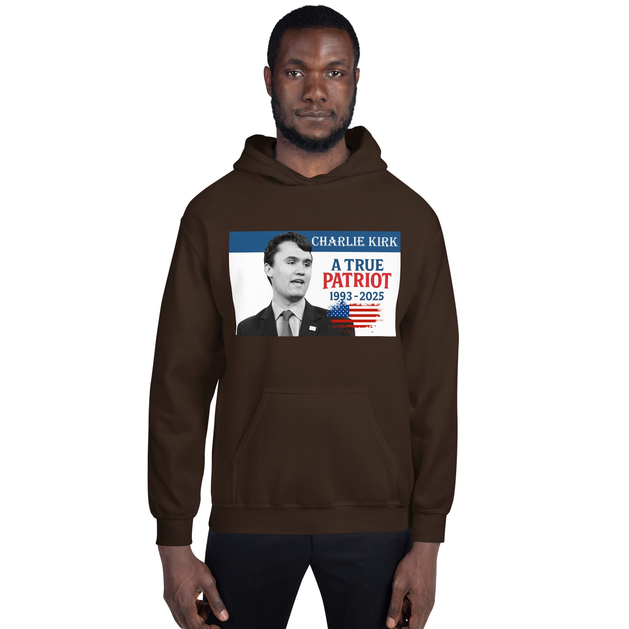 Charlie Kirk Hoodie, True Patriot 1993-2025 RIP Memorial American Flag Pullover Pullover - Tophatter Daily Deals