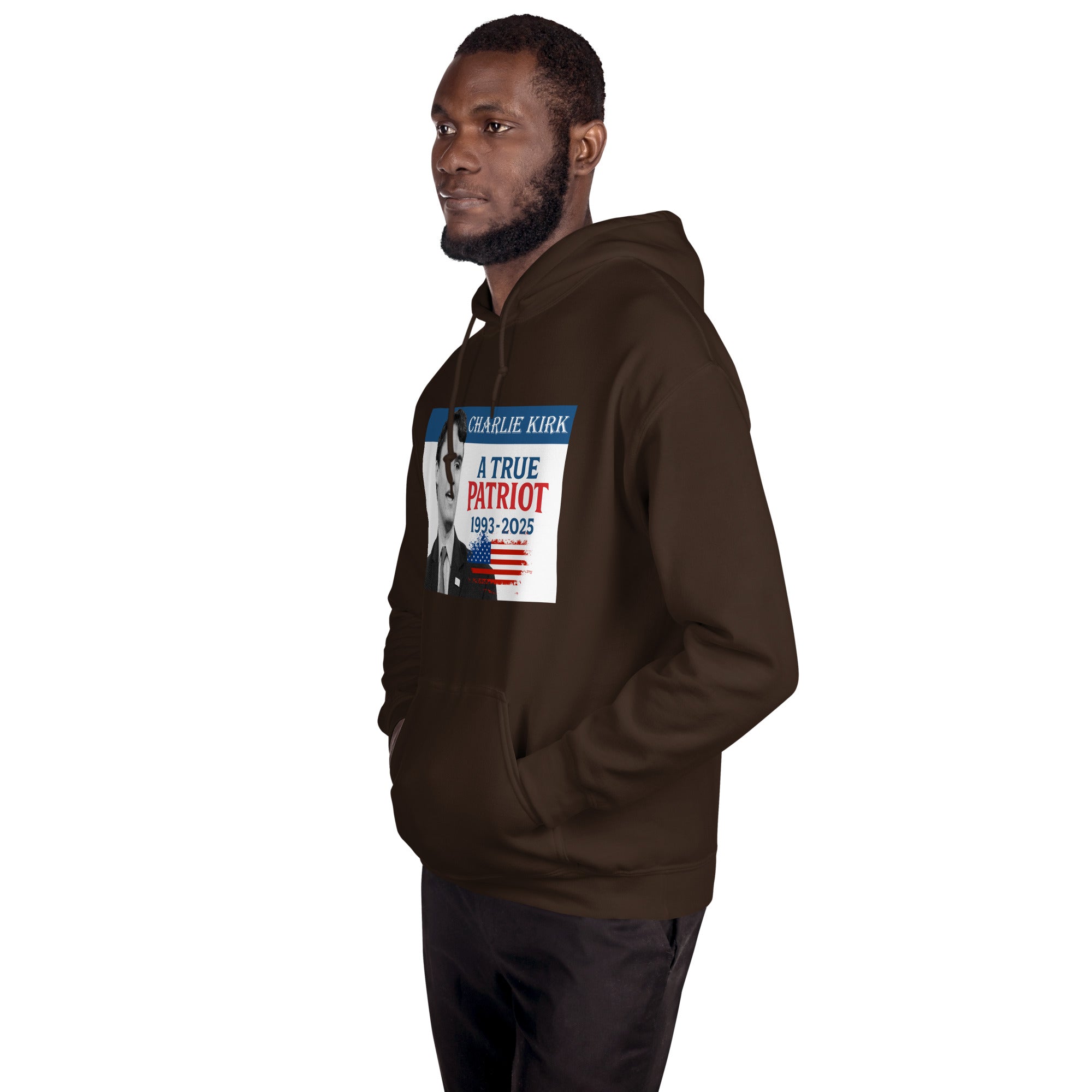 Charlie Kirk Hoodie, True Patriot 1993-2025 RIP Memorial American Flag Pullover Pullover - Tophatter Daily Deals