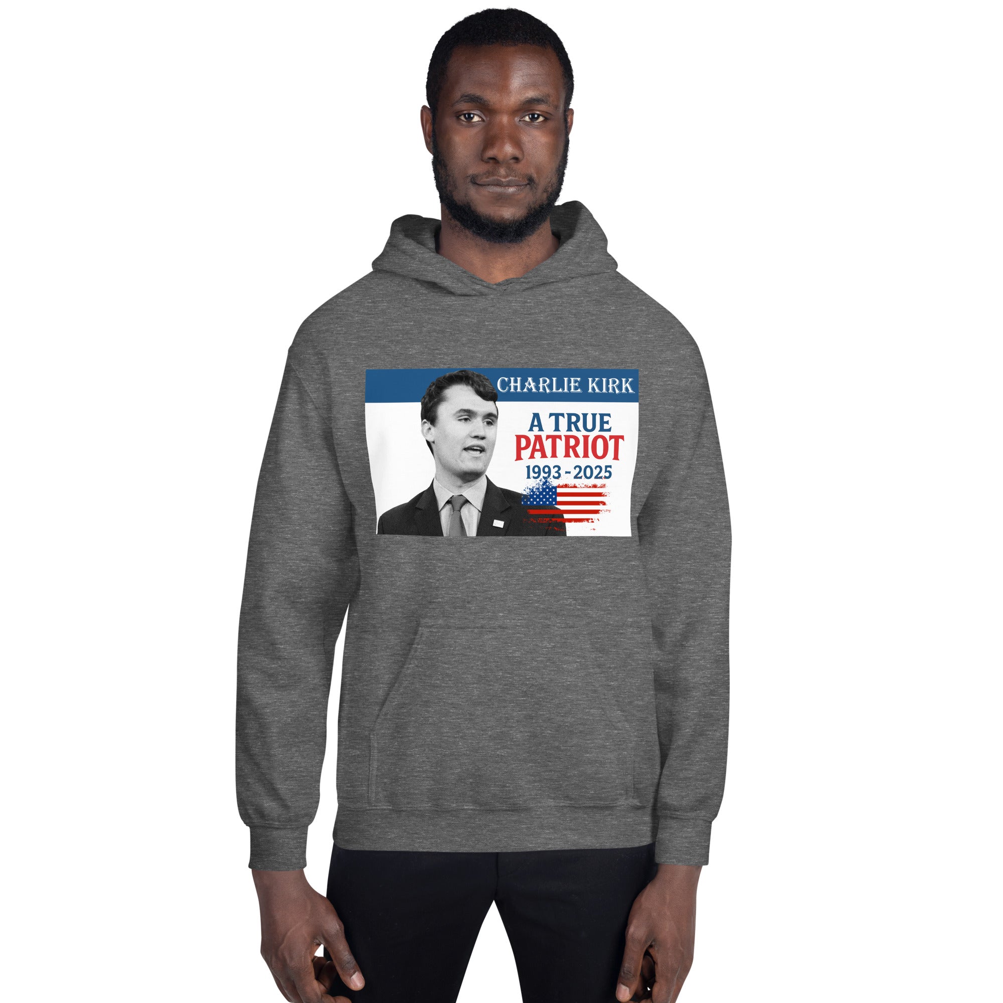 Charlie Kirk Hoodie, True Patriot 1993-2025 RIP Memorial American Flag Pullover Pullover - Tophatter Daily Deals