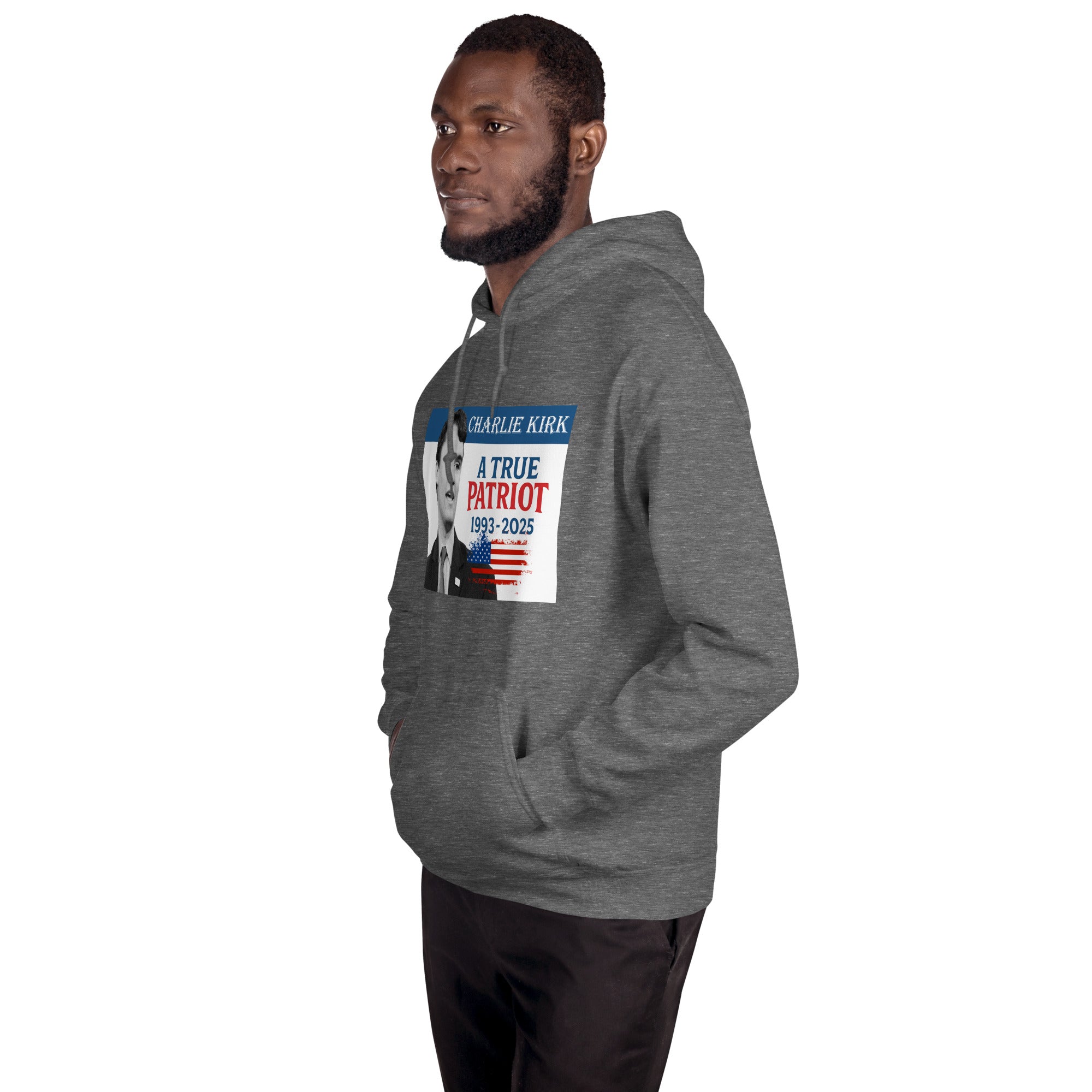 Charlie Kirk Hoodie, True Patriot 1993-2025 RIP Memorial American Flag Pullover Pullover - Tophatter Daily Deals