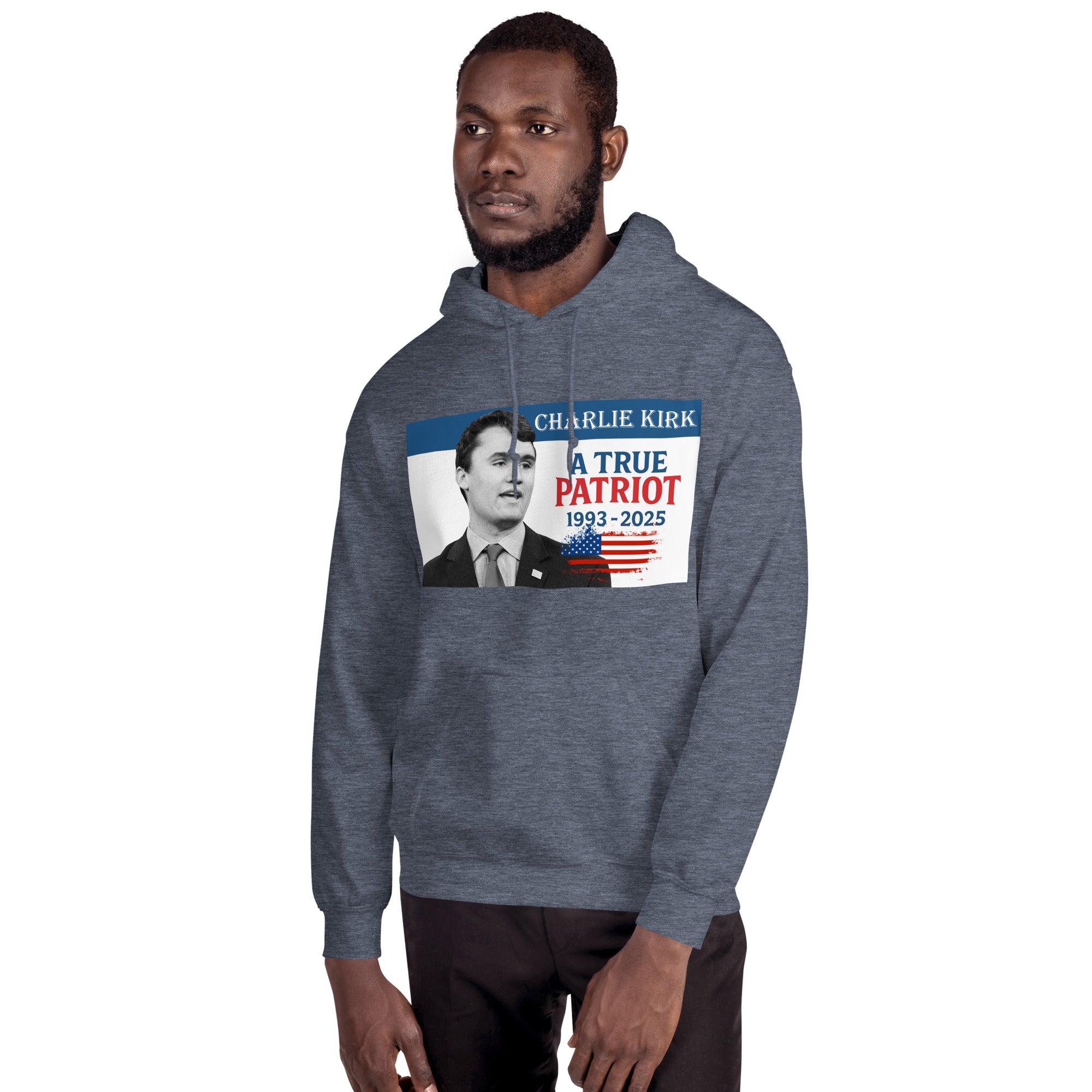 Charlie Kirk Hoodie, True Patriot 1993-2025 RIP Memorial American Flag Pullover Pullover - Tophatter Daily Deals