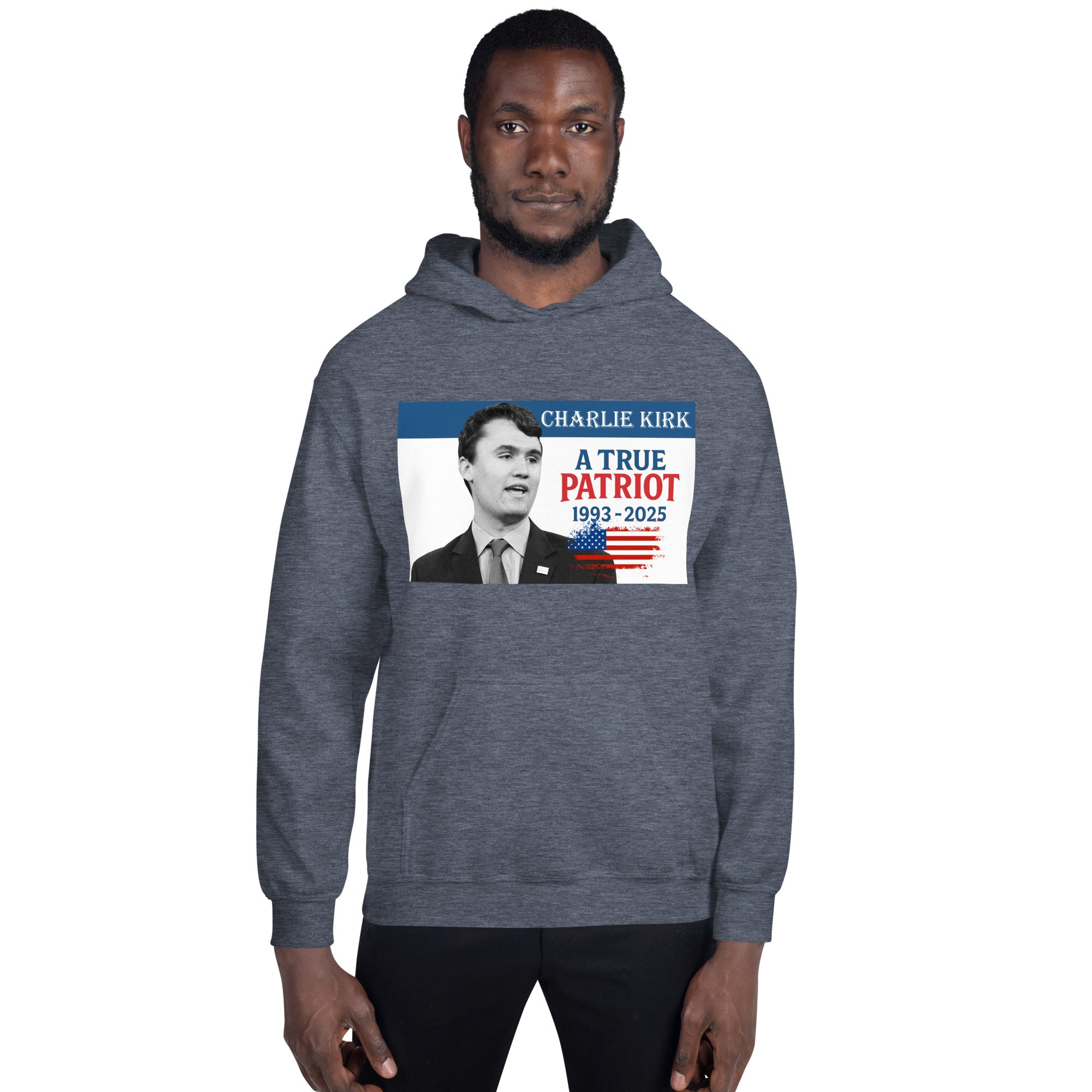 Charlie Kirk Hoodie, True Patriot 1993-2025 RIP Memorial American Flag Pullover Pullover - Tophatter Daily Deals