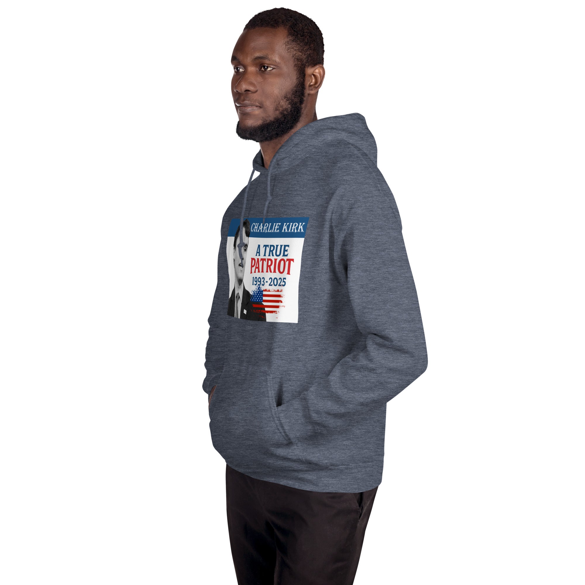 Charlie Kirk Hoodie, True Patriot 1993-2025 RIP Memorial American Flag Pullover Pullover - Tophatter Daily Deals