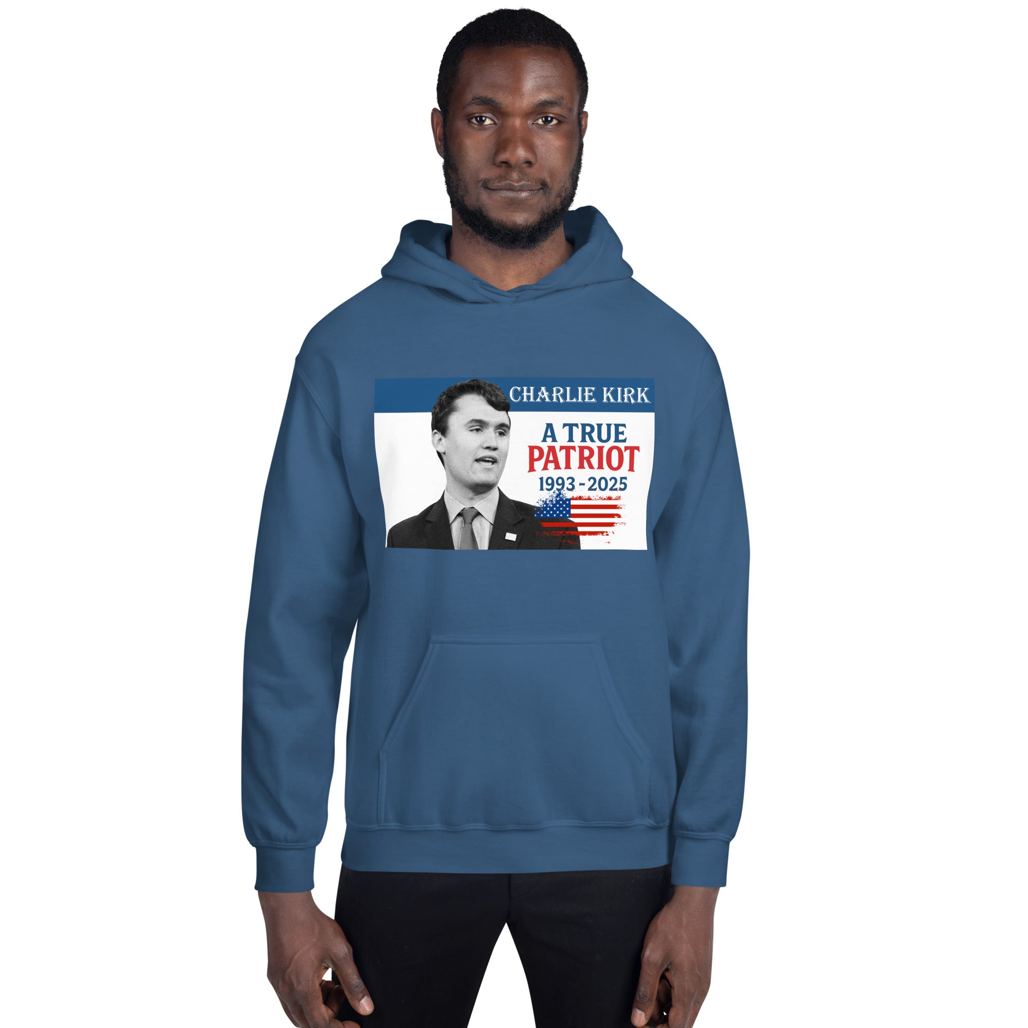 Charlie Kirk Hoodie, True Patriot 1993-2025 RIP Memorial American Flag Pullover Pullover - Tophatter Daily Deals