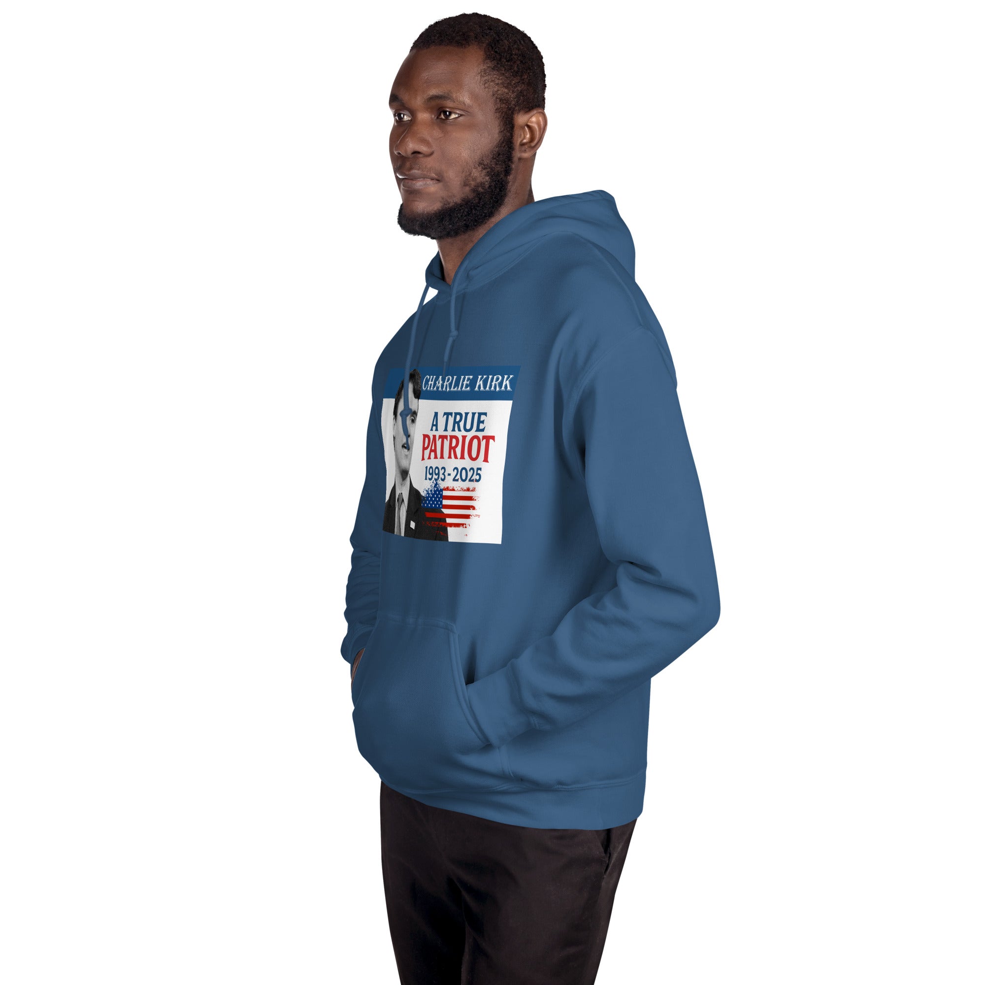 Charlie Kirk Hoodie, True Patriot 1993-2025 RIP Memorial American Flag Pullover Pullover - Tophatter Daily Deals