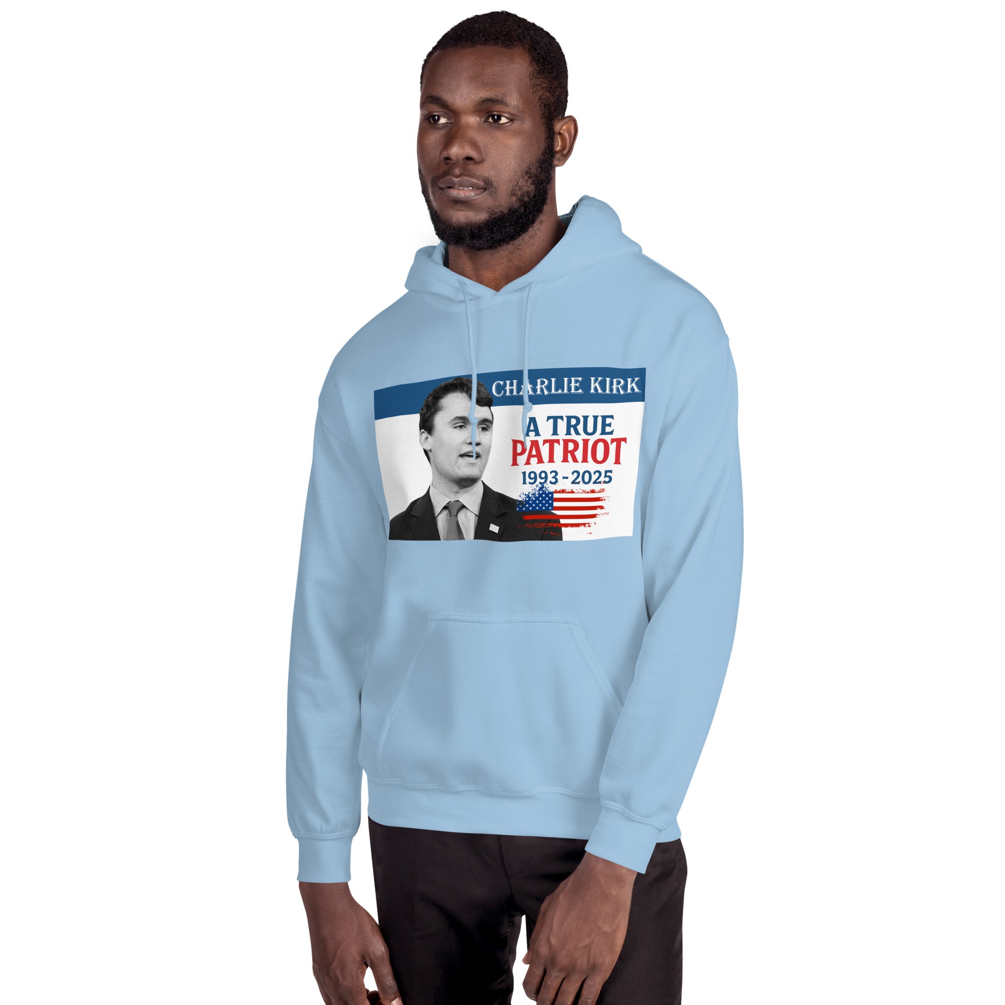 Charlie Kirk Hoodie, True Patriot 1993-2025 RIP Memorial American Flag Pullover Pullover - Tophatter Daily Deals