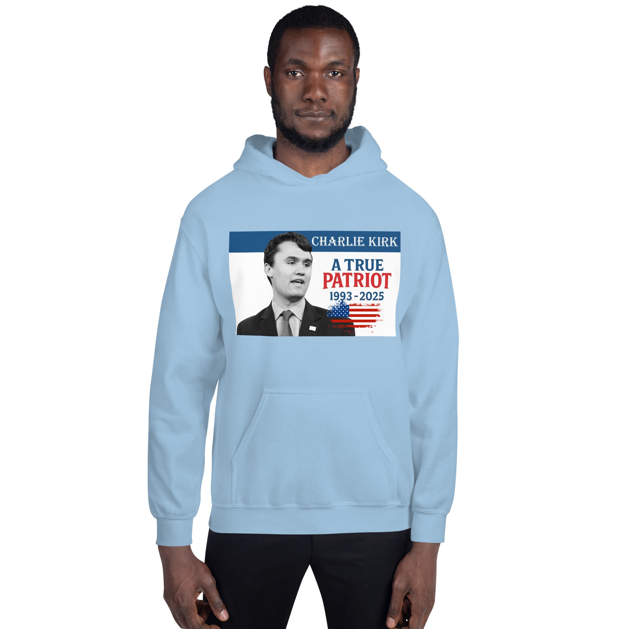 Charlie Kirk Hoodie, True Patriot 1993-2025 RIP Memorial American Flag Pullover Pullover - Tophatter Daily Deals