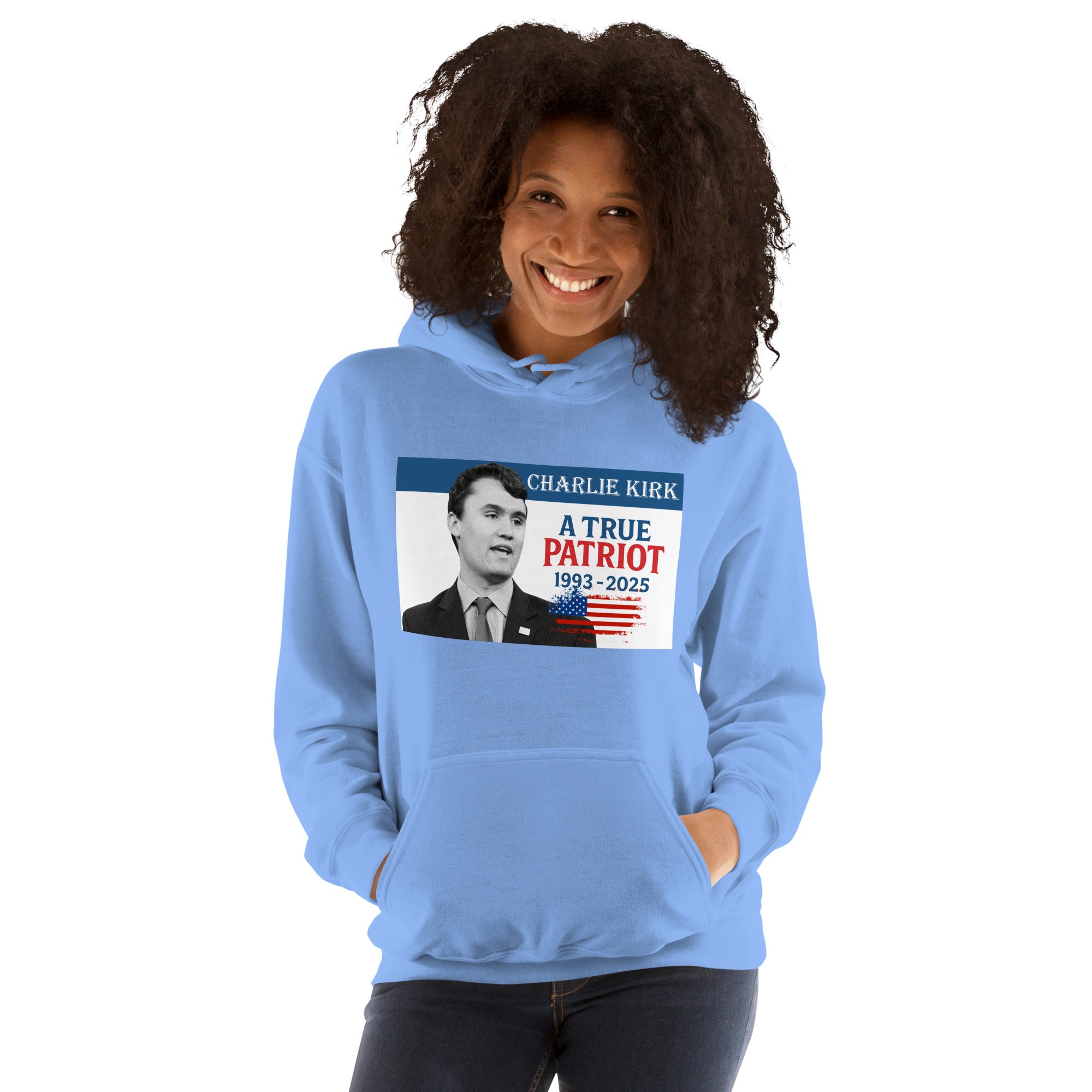 Charlie Kirk Hoodie, True Patriot 1993-2025 RIP Memorial American Flag Pullover Pullover - Tophatter Daily Deals