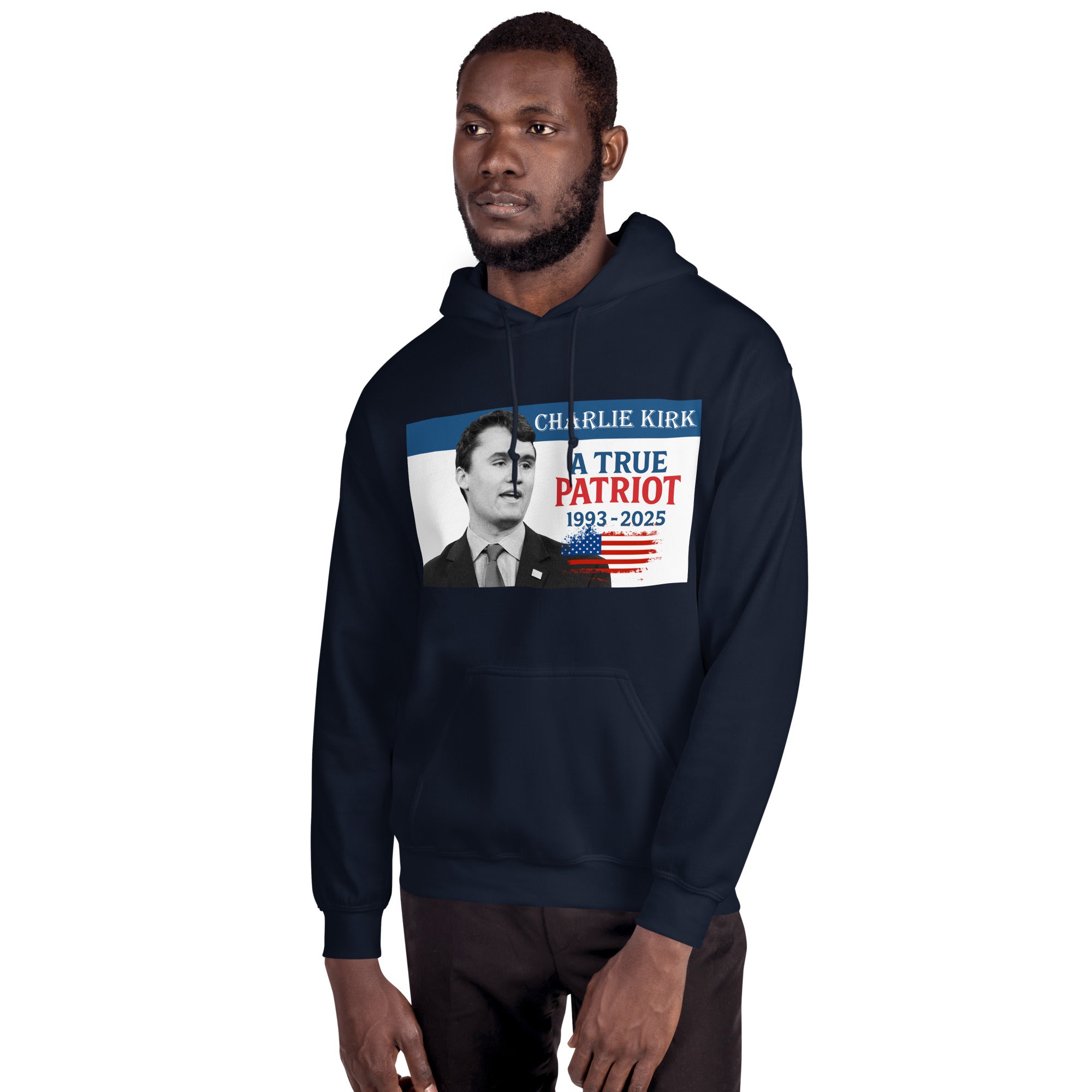 Charlie Kirk Hoodie, True Patriot 1993-2025 RIP Memorial American Flag Pullover Pullover - Tophatter Daily Deals