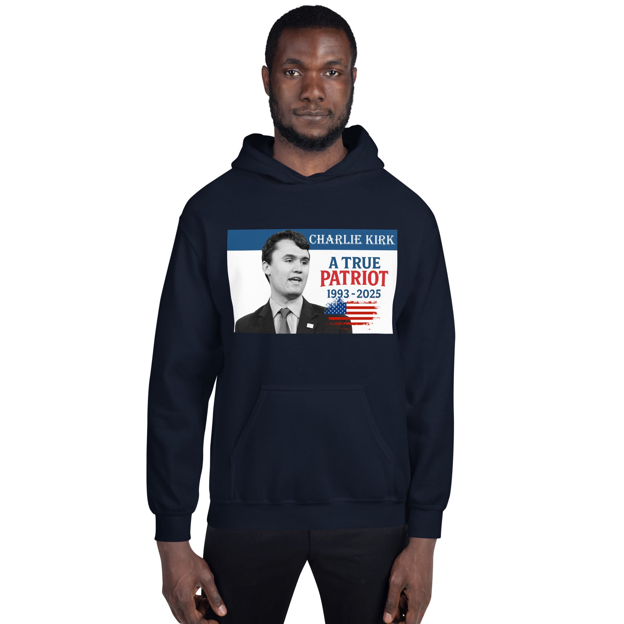 Charlie Kirk Hoodie, True Patriot 1993-2025 RIP Memorial American Flag Pullover Pullover - Tophatter Daily Deals